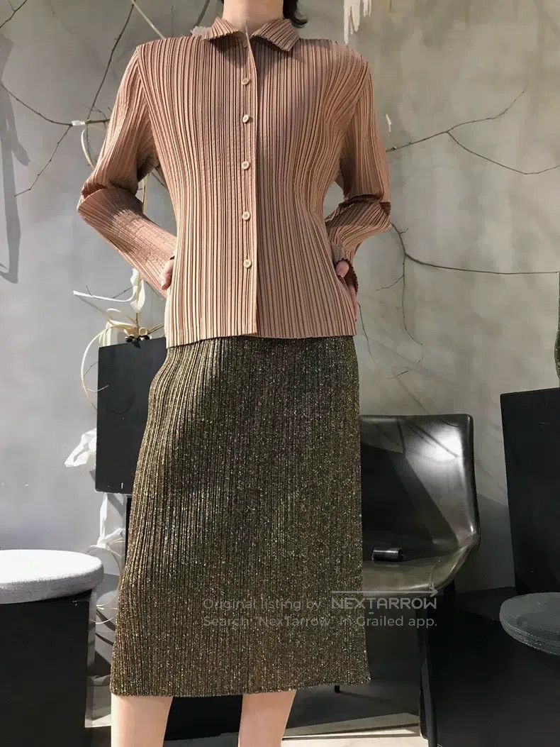 Issey Miyake Issey Miyake Main Line Latte Ruched Shirt Size S / US 4 / IT 40 - 2 Thumbnail