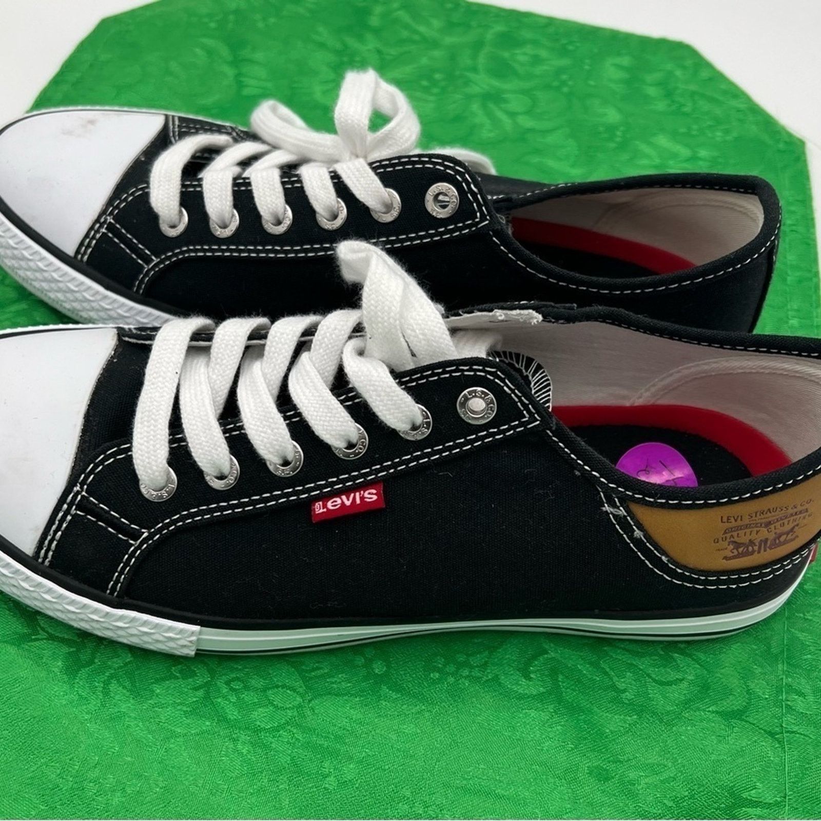 Levi's Levi’s Red Label Black Canvas Logo Lace Up Sneaker Shoes Size US 8 / IT 38 - 3 Thumbnail