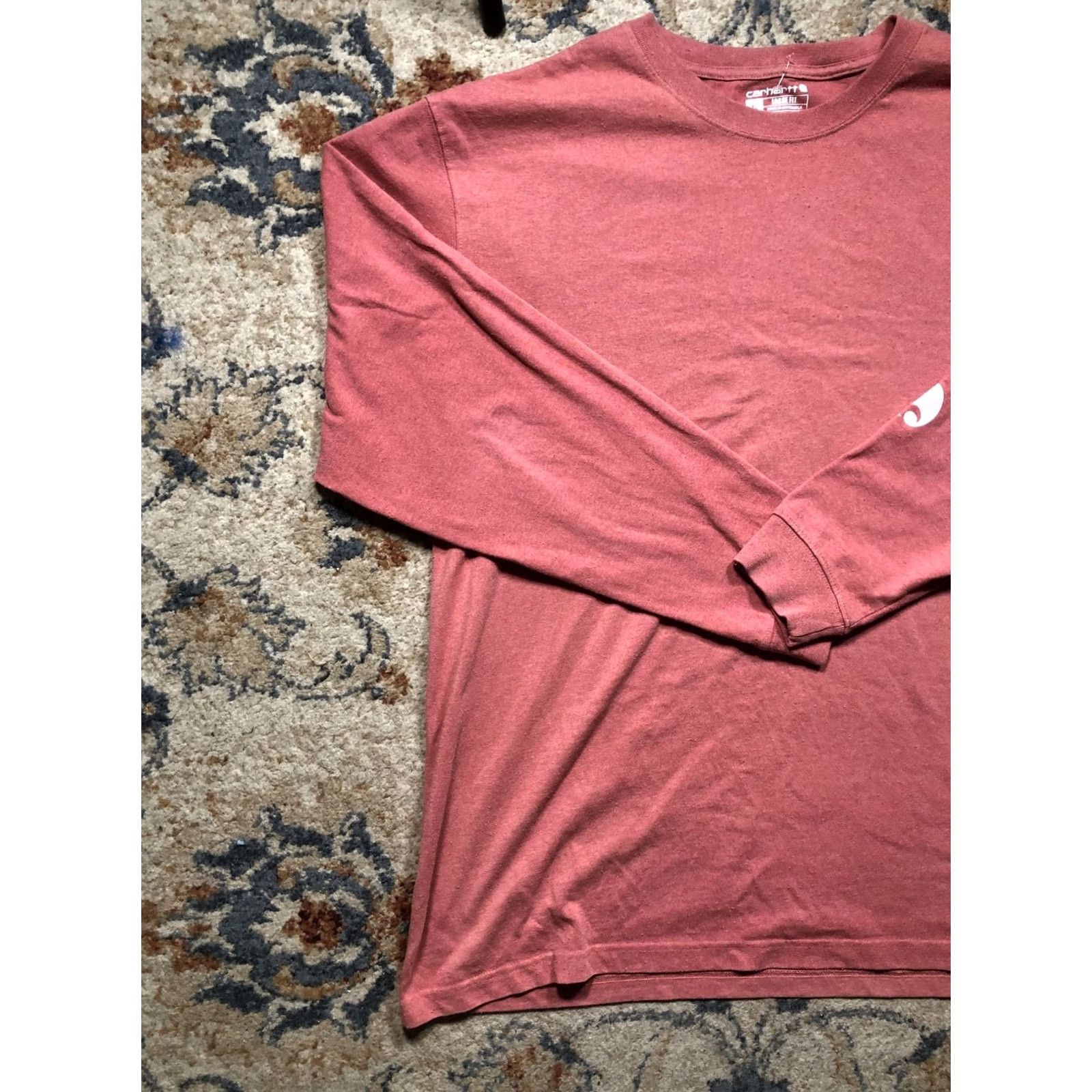 Carhartt Carhartt Shirt Mens XL Red Long Sleeve Loose Fit Logo Sleeve Workwear Tee Size US XL / EU 56 / 4 - 3 Thumbnail