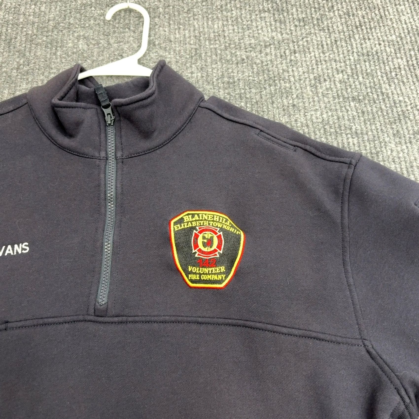 Vintage Blaine Hill Fire Dept Pullover Mens XL Navy Blue Quarter Zip Workwear Style Size US XL / EU 56 / 4 - 3 Thumbnail