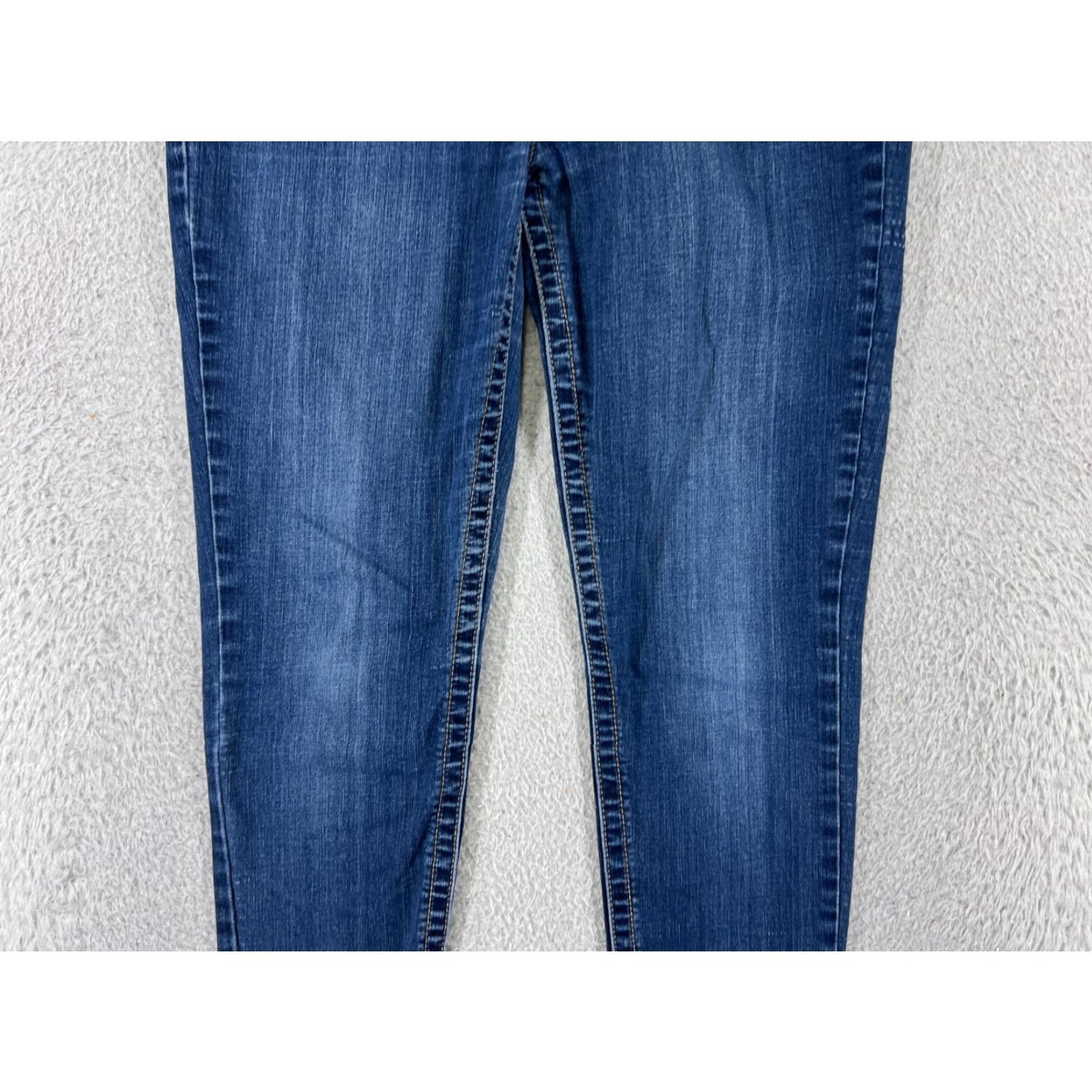 Vintage Seven7 Women's Skinny Jeans Medium Wash Blue Denim Tapered Mid Rise Embroidered 10 Size 32" / US 10 / IT 46 - 3 Thumbnail
