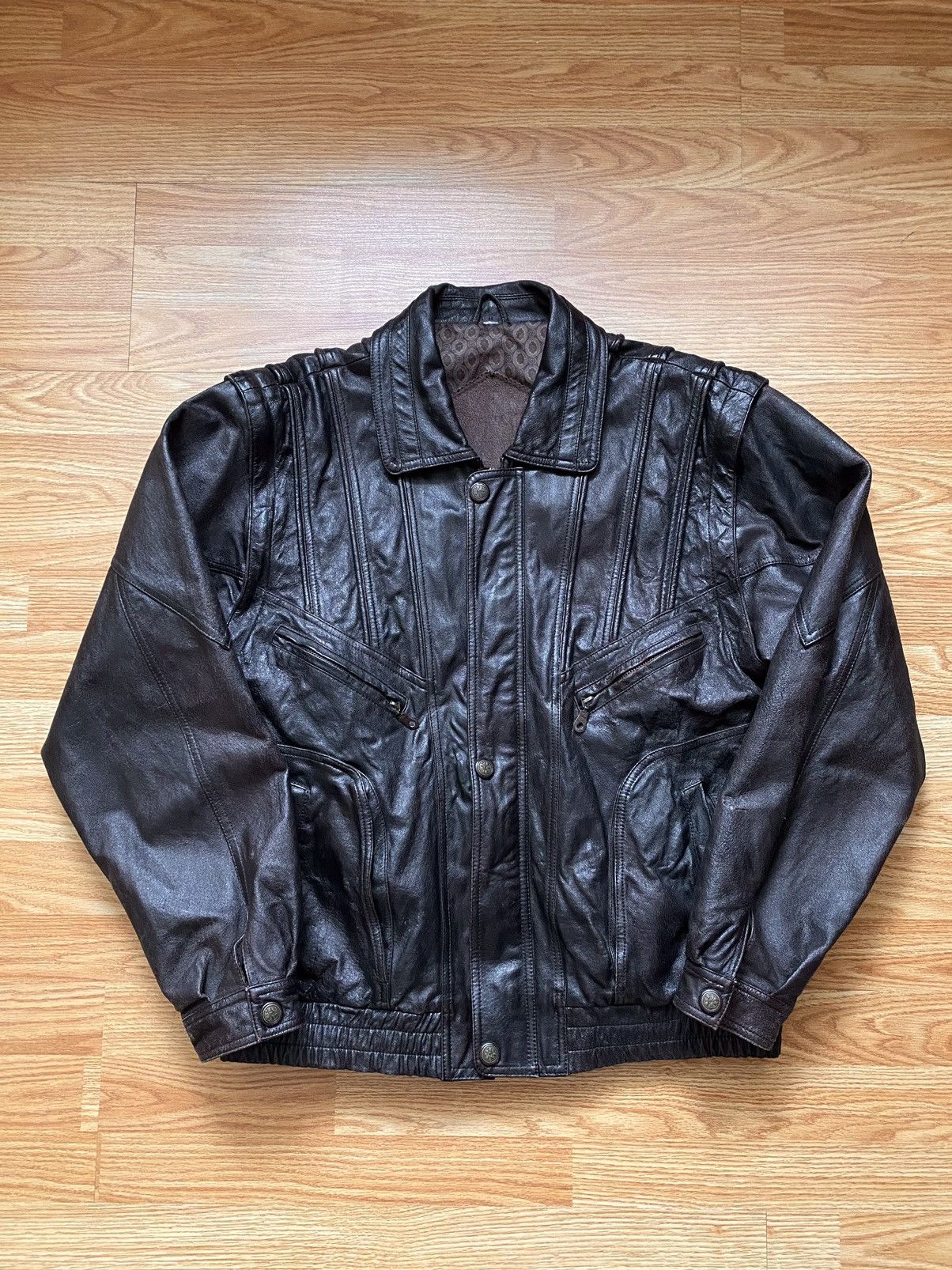 Vintage Vintage Leather Bomber Transformer Vest Jacket YKK Zip 80s Size US M / EU 48-50 / 2 - 1 Thumbnail