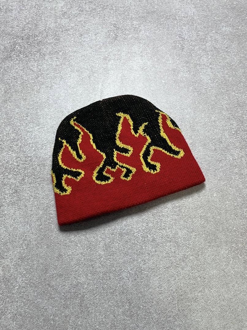 Other VINTAGE FIRE FLAMES Y2K KNIT BEANIE HAT OS Size ONE SIZE - 1 Thumbnail