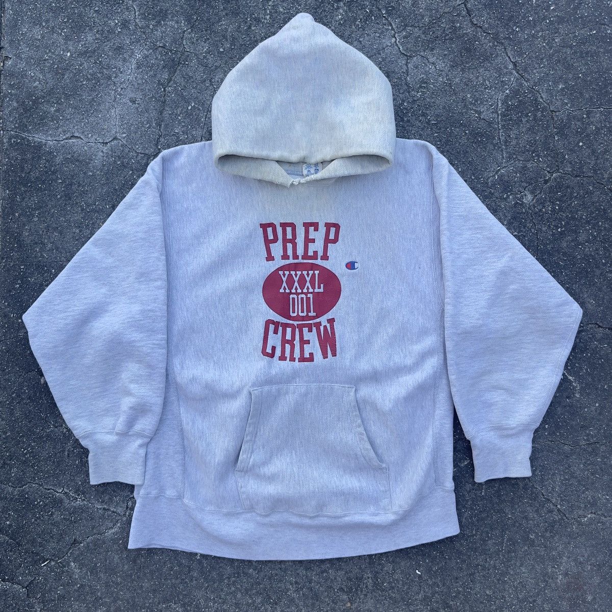 Vtg Thrashed 80s PREP CREW Champion Reverse Weave Crewneck