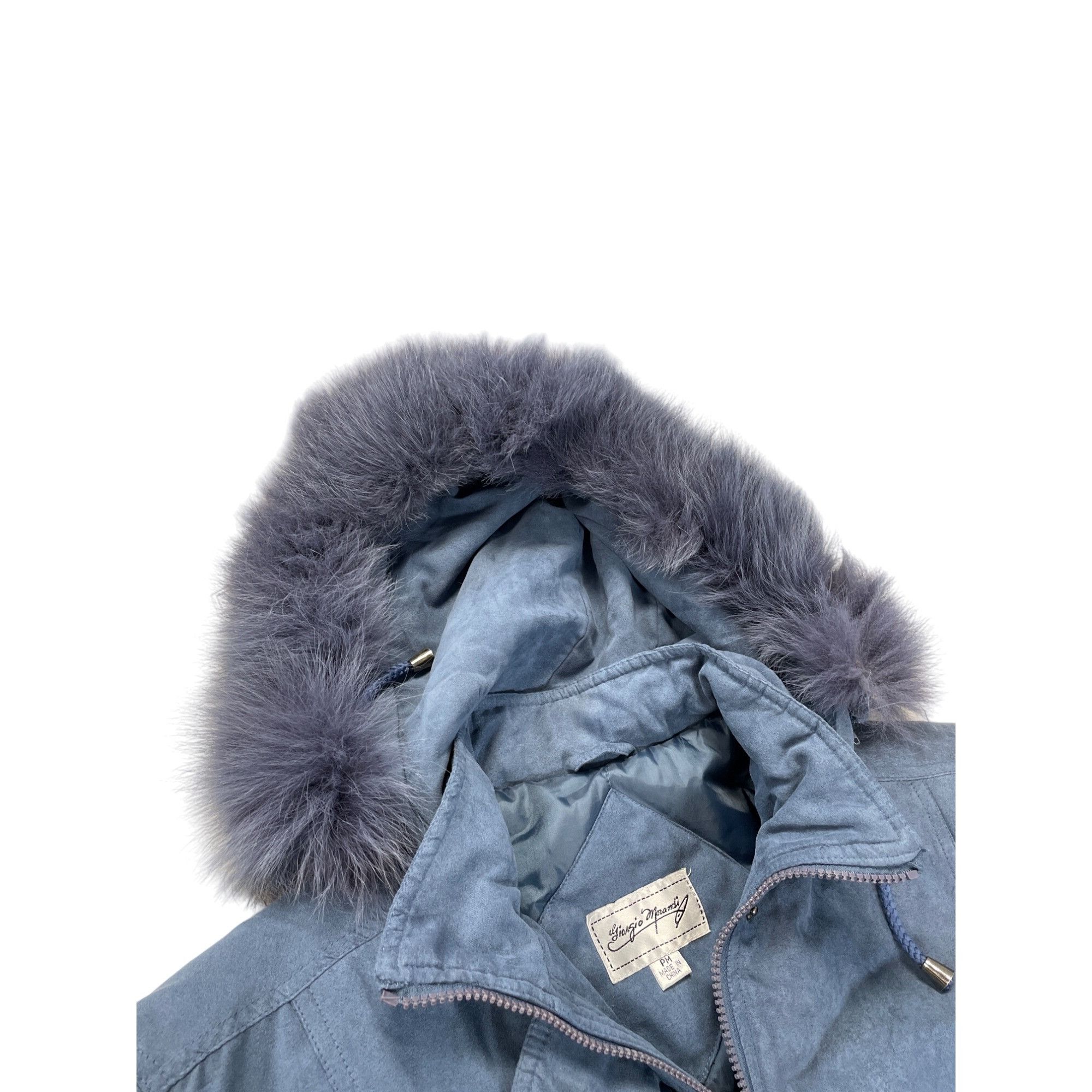 Giorgio Armani Vintage Giorgio Armani Womens blue Faux Fur Hood Parka coat Size XXS / US 00 / IT 34 - 5 Thumbnail