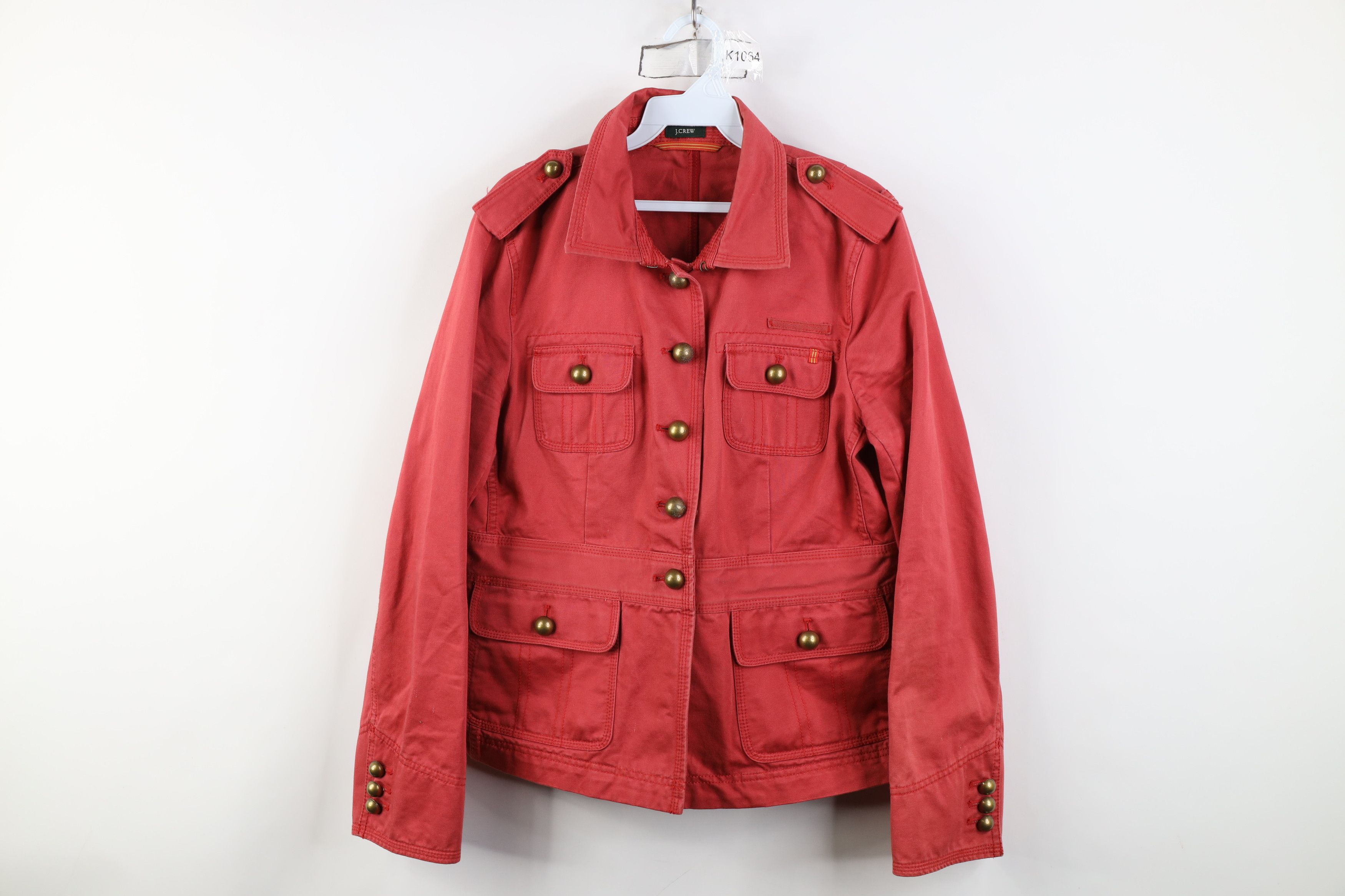 Vintage J Crew Military Style Button Jacket Pink Cotton