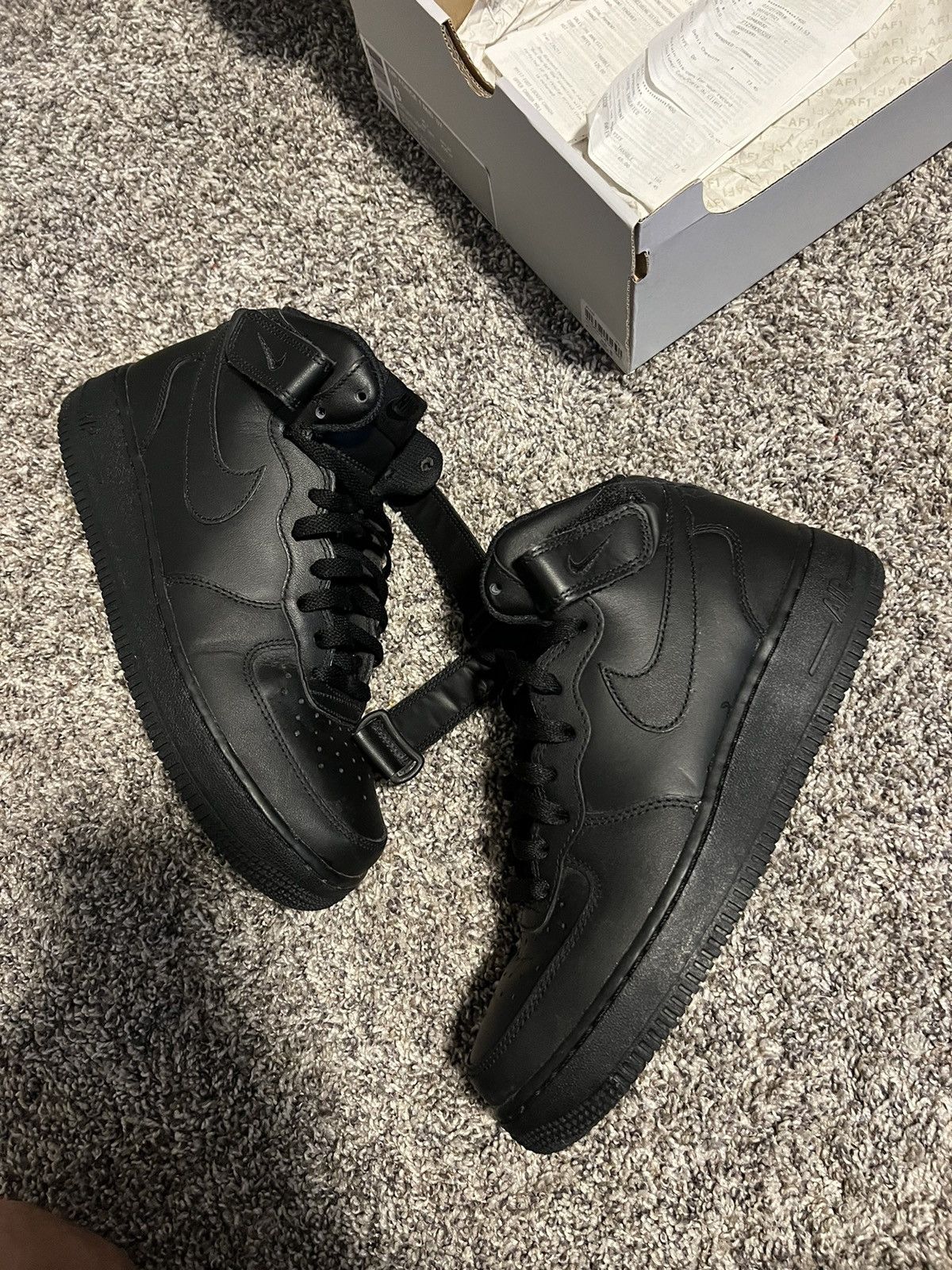 image of Nike Air Force 1 Mid Black Shoes, Men's (Size 8)