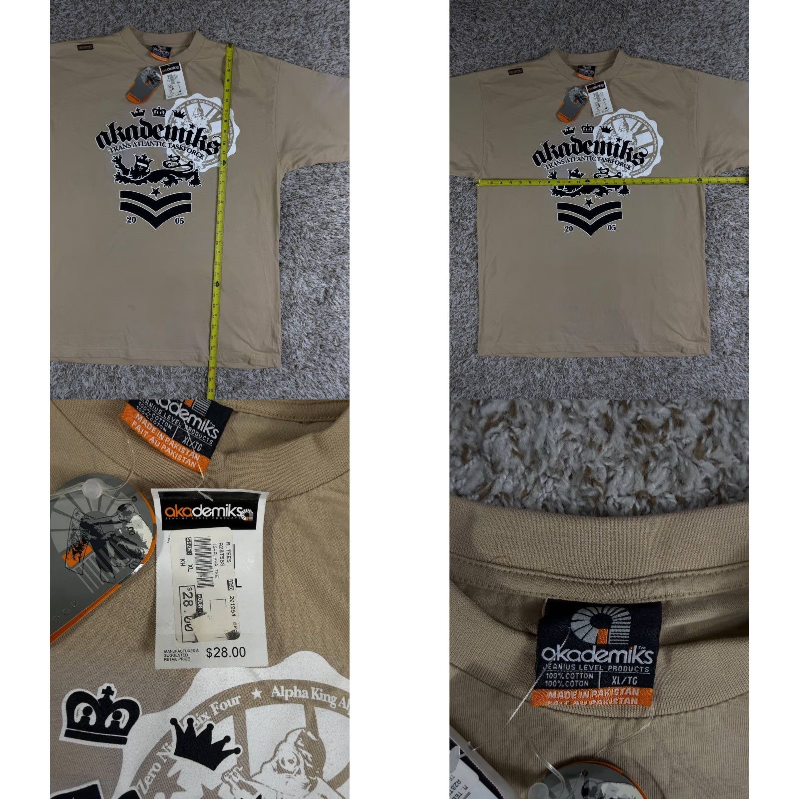 Akademiks VINTAGE Akademiks T-Shirt Hip Hop Trans Atlantic Taskforce Tee XL Ivory Men Short Sleeve Crew Neck Graphic Print 2000s Size US XL / EU 56 / 4 - 8 Thumbnail