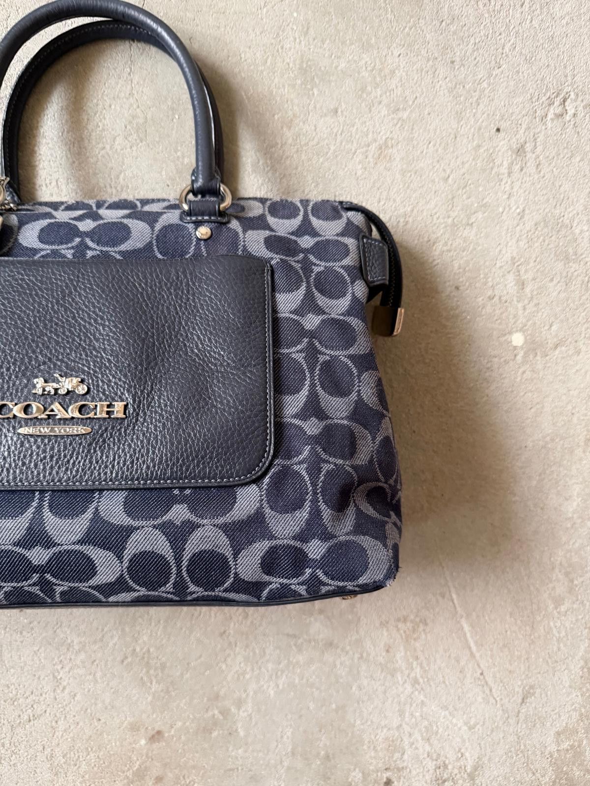 Coach Coach Signature Emma Denim Shoulder Bag Navy Size ONE SIZE - 4 Thumbnail