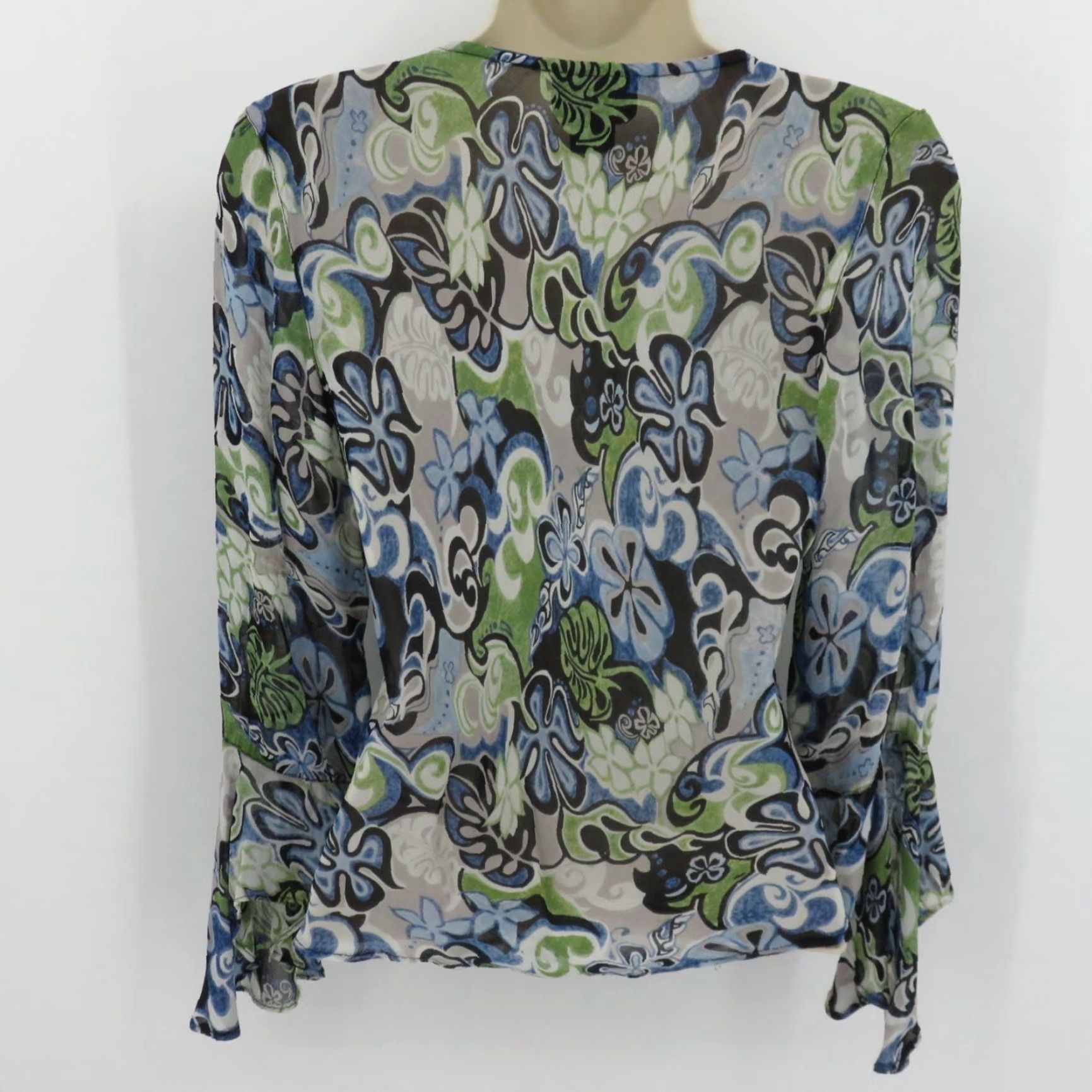Vintage VINTAGE Angie Blouse Shirt Womens Large L Blue Green Black Floral Hippie Sheer Paisley Pattern Pinup Style 90s Size L / US 10 / IT 46 - 7 Thumbnail