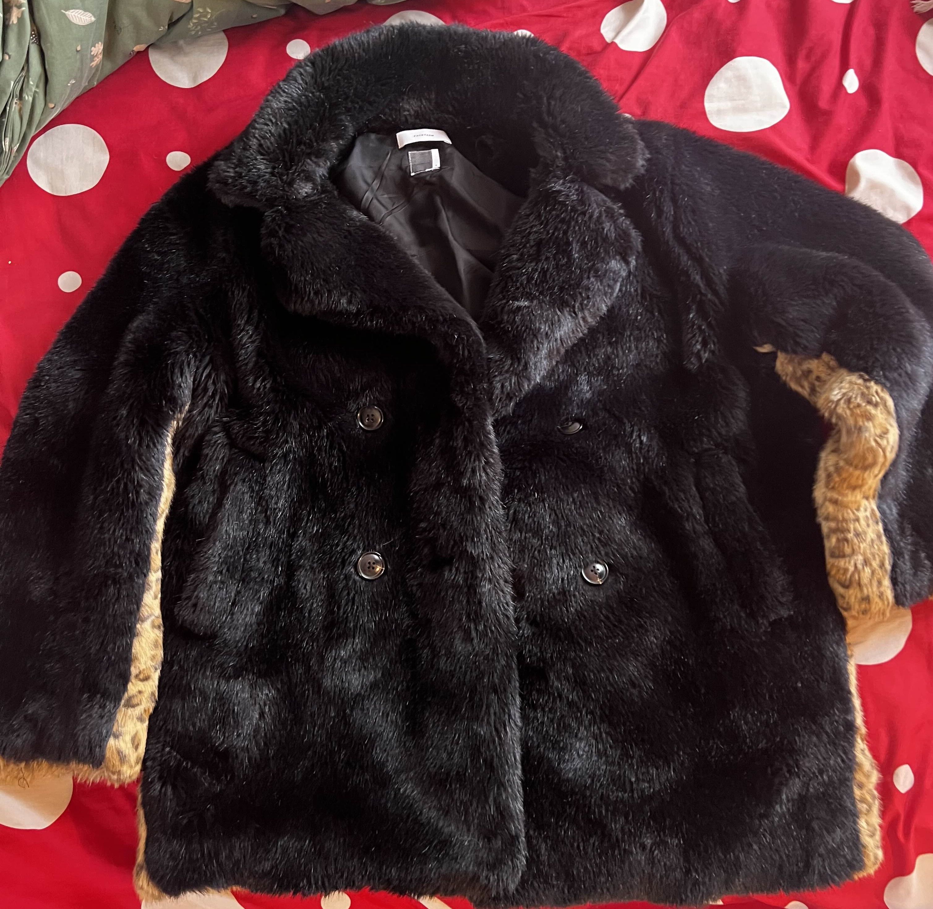 Factasm AW21 Leopard Faux Fur Pea Coat