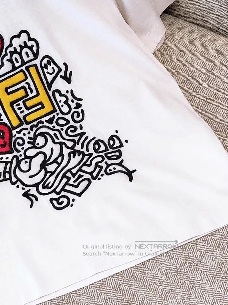 Fendi Fendi Cartoon letter embroidered T-shirt Size M / US 6-8 / IT 42-44 - 4 Thumbnail