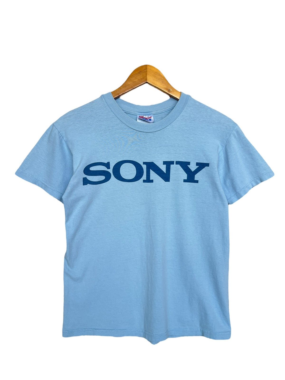 Sony Vintage 90s Sony Spellout Soft Baby Blue Employee Tees Size S / US 4 / IT 40 - 1 Thumbnail