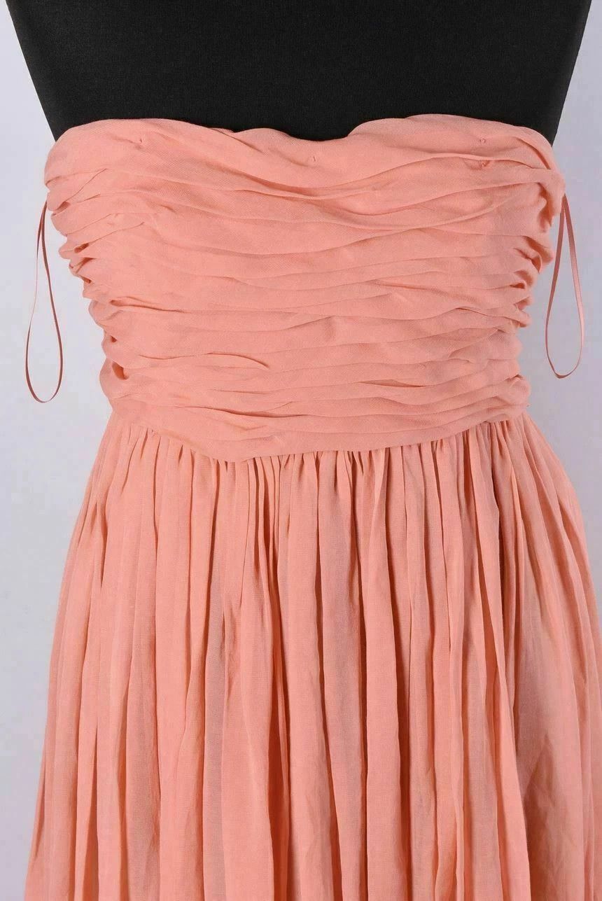 See by Chloe Women's See By Chloe Pleated Strapless Dress Coral Size XS Size XS / US 0-2 / IT 36-38 - 2 Thumbnail