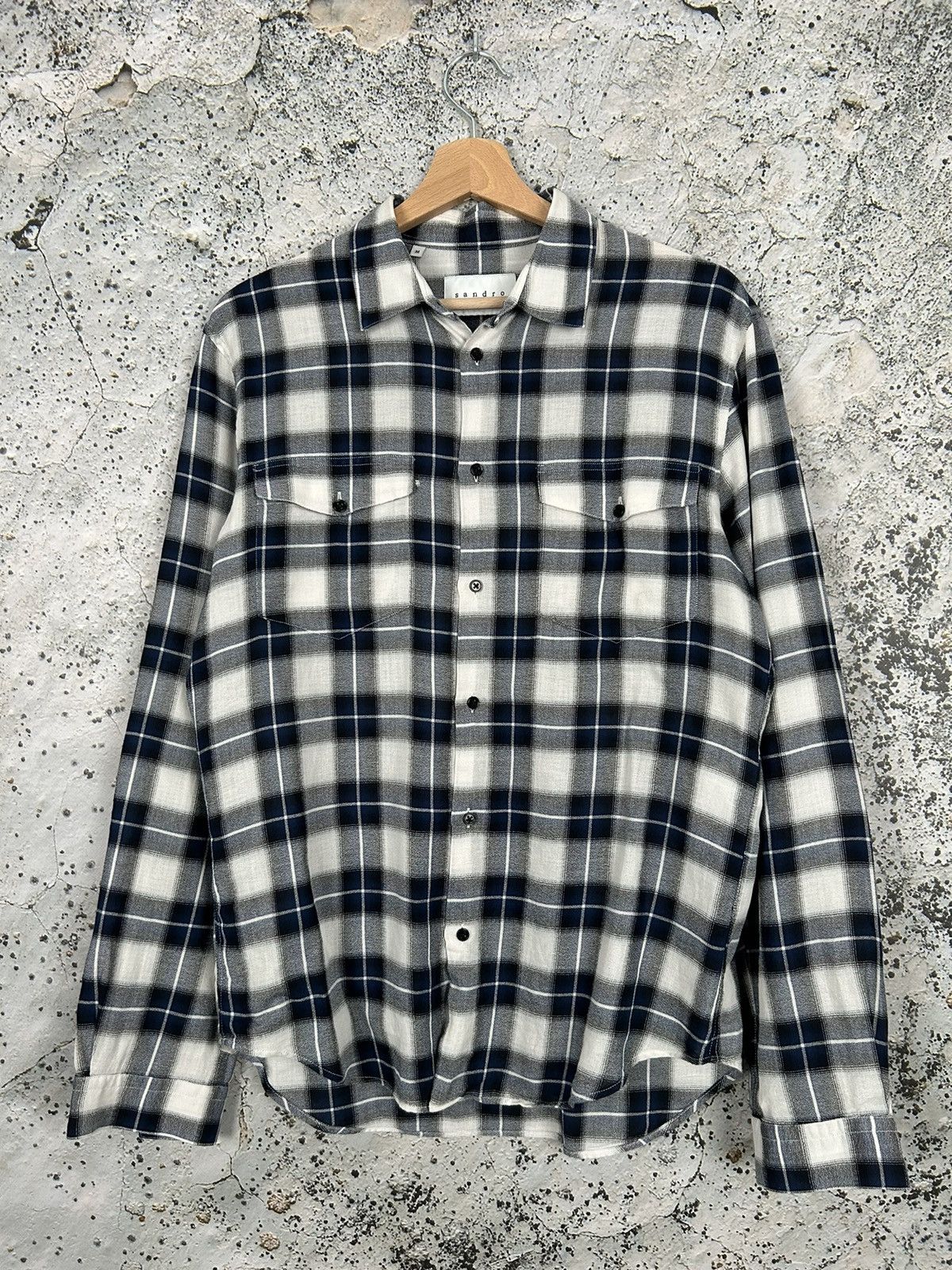 Designer × Sandro Sandro Paris Designer Checkered Shirt Button Ups Rare Hype Size US M / EU 48-50 / 2 - 1 Thumbnail