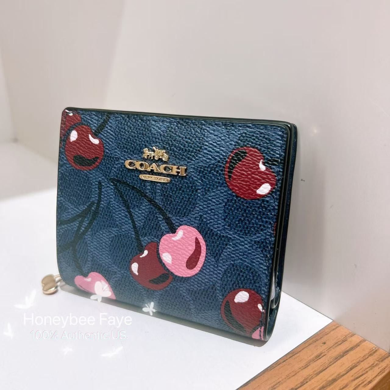 Coach 🍒 Snap Wallet In Signature Canvas With Cherry Print CZ347 Size ONE SIZE - 3 Thumbnail