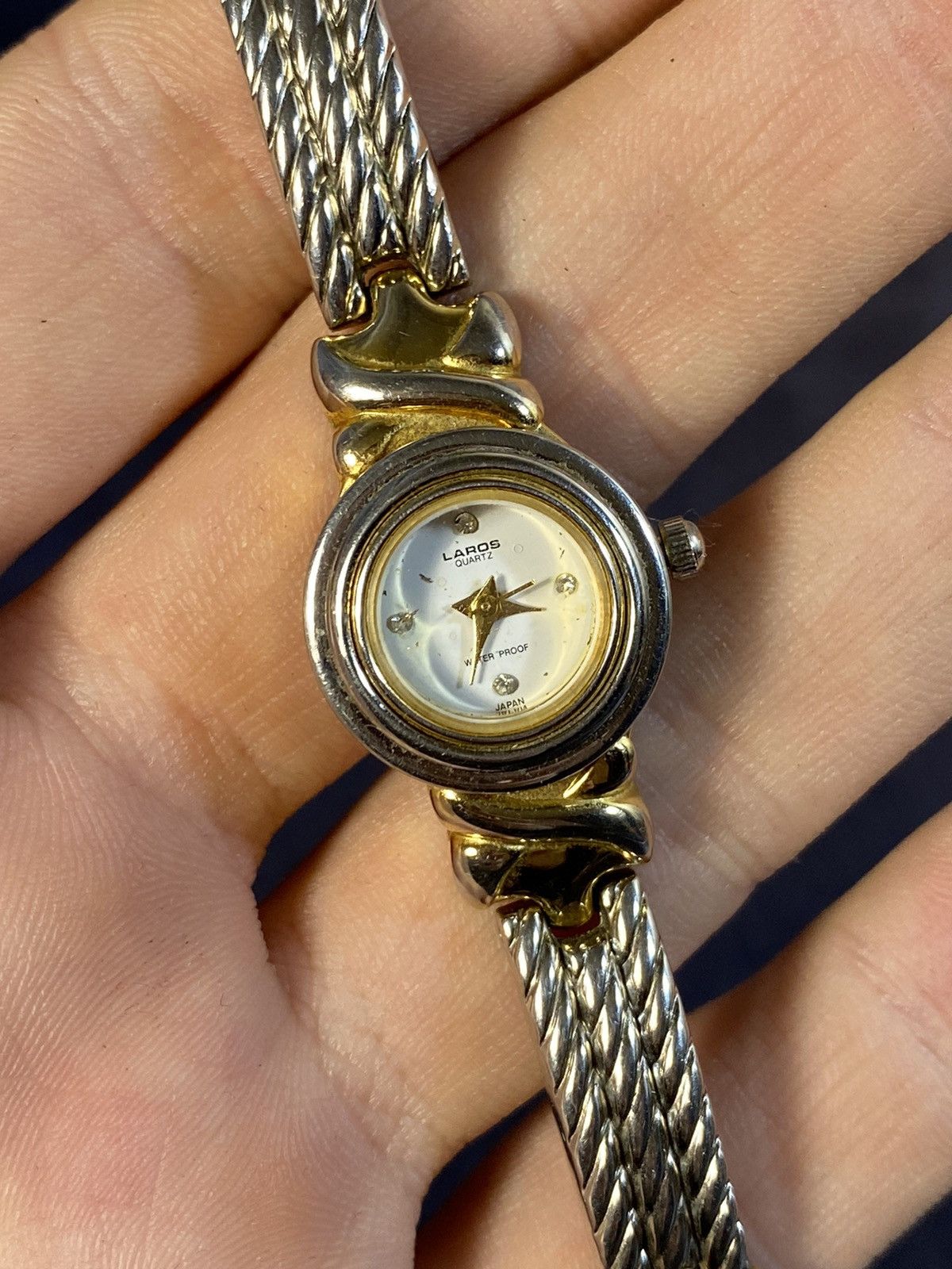 Jewelry × Vintage Lardos Two-Tone Cable Bracelet Watch with Japanese brand Size ONE SIZE - 9 Thumbnail