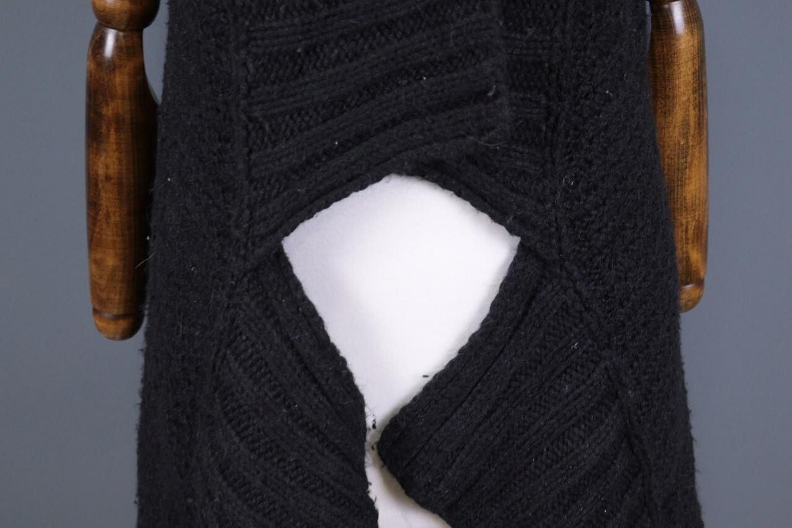 Designer Sarah Pacini Black Merino Wool Wrape Cape Cardigan One Size Size ONE SIZE - 3 Thumbnail