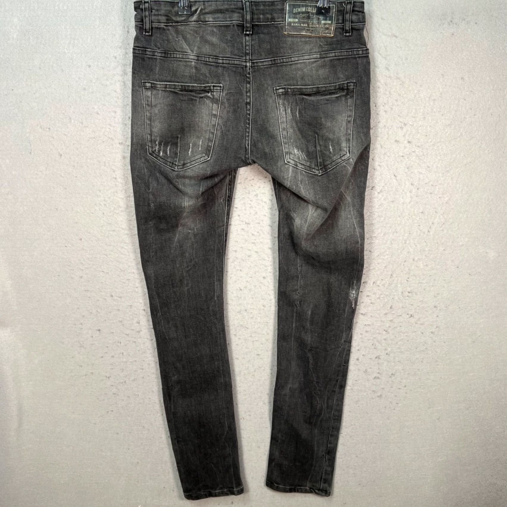 Zara Zara Men Skinny Jeans - 30 Slim Distressed Gray Cotton Denim 5-Pocket Zip Button Mid Rise Regular Inseam 30 Adults Mens Jeans Size US 30 / EU 46 - 2 Thumbnail