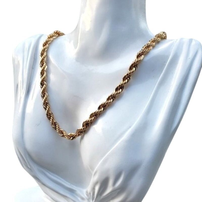 Vintage Vintage 14K Gold Plated Diamond Cut Rope Necklace Unisex Size ONE SIZE - 8 Thumbnail