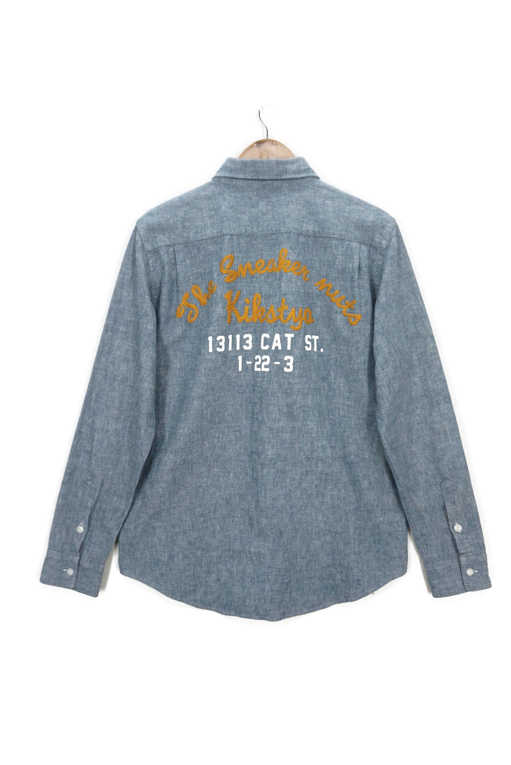 Japanese Brand KiksTyo Western Shirt Scripted Embroidery Flax Blend Shirt Size US L / EU 52-54 / 3 - 1 Thumbnail