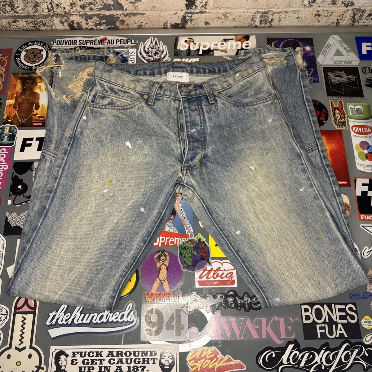 Rhude Rhude Slim-Fit Distressed Paint Splattered Denim Jeans Sz 28 Size US 28 / EU 44 - 2 Thumbnail