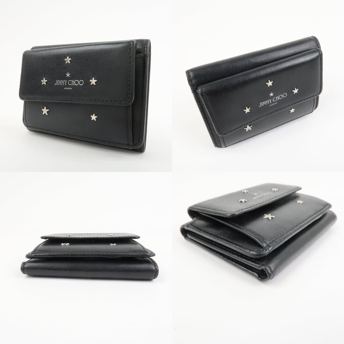 Jimmy Choo Jimmy Choo Studs Leather Tri-Fold Compact Wallet Black Size ONE SIZE - 3 Thumbnail