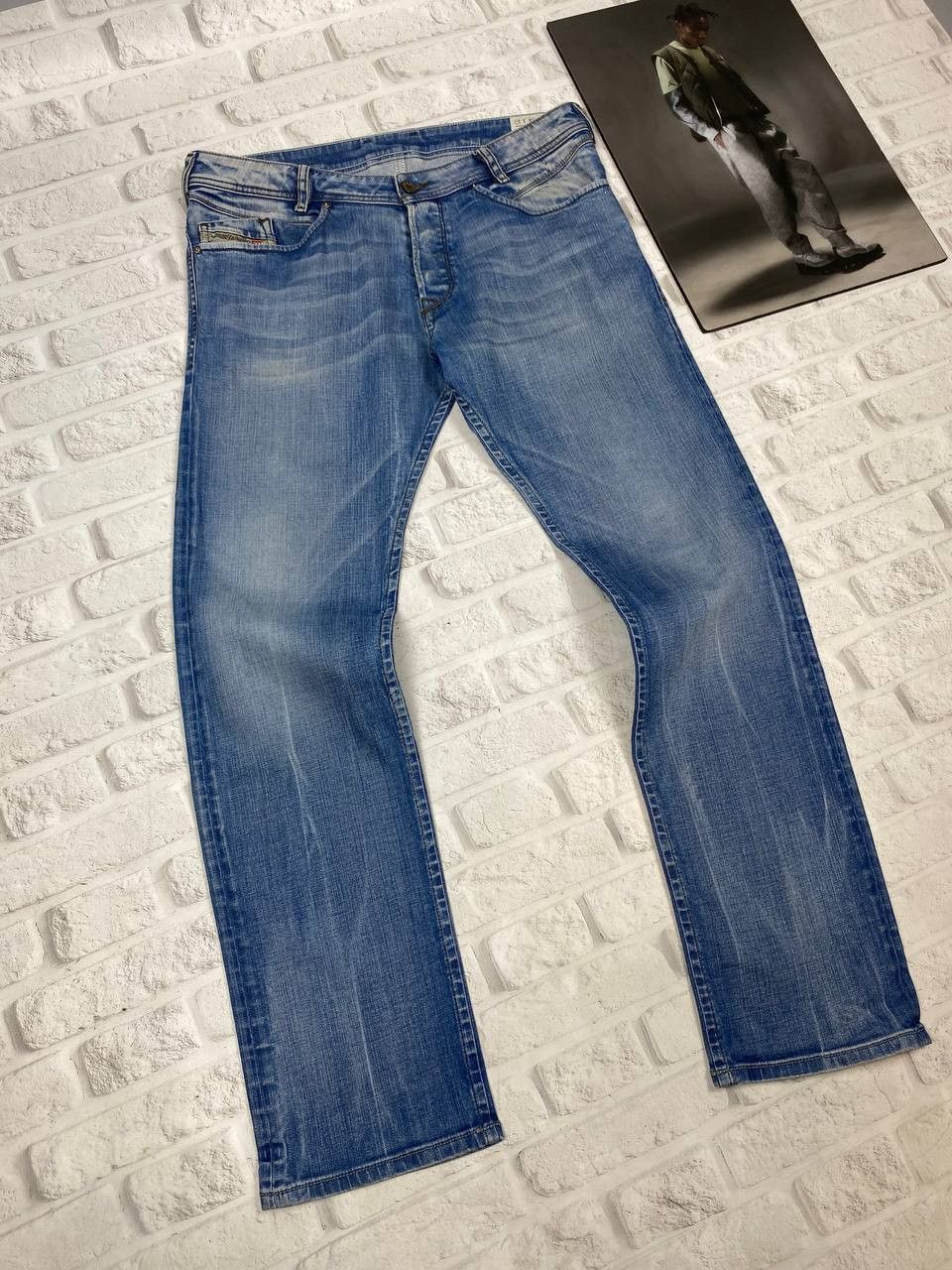 Diesel Diesel Poiak Jeans Mens Acid Washed Tapered Zipper Pockets Size US 34 / EU 50 - 7 Thumbnail