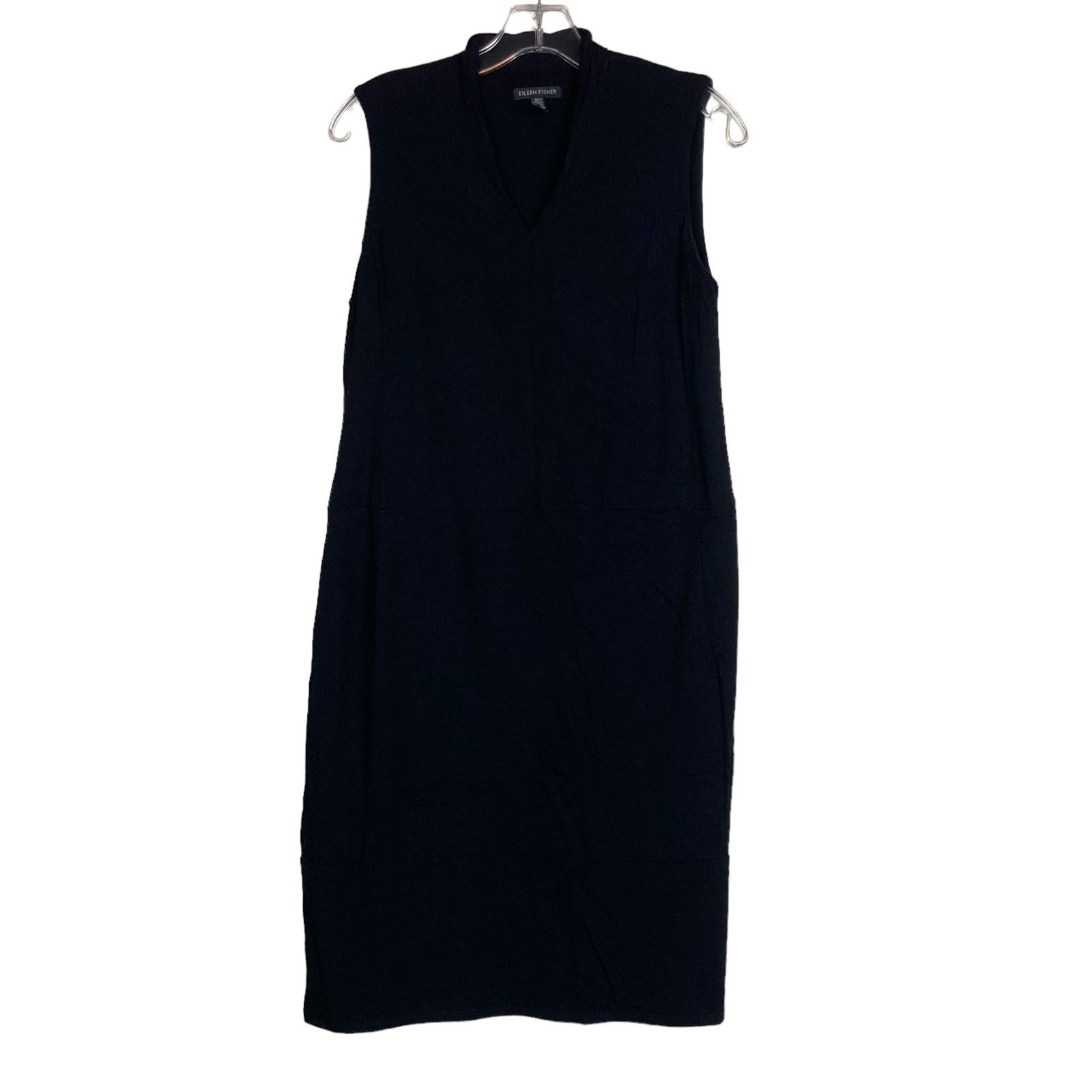 Eileen Fisher Eileen Fisher Black Mock Neck V Neck Sleeveless Dress Sz S Size S / US 4 / IT 40 - 6 Thumbnail
