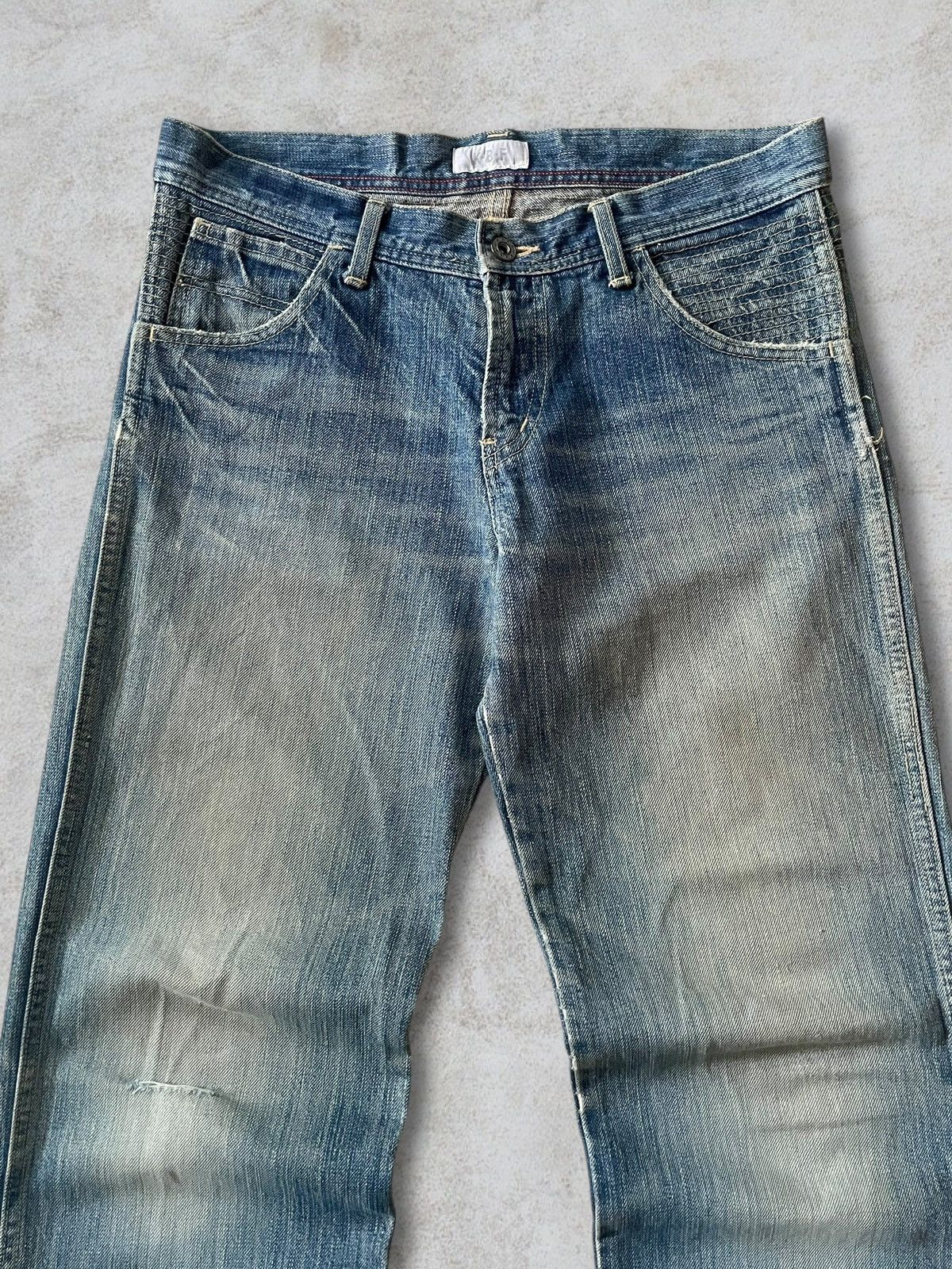Japan Blue Vintage Japanese KBF Washed Distressed Embroidery Star Jeans Size US 31 - 2 Thumbnail