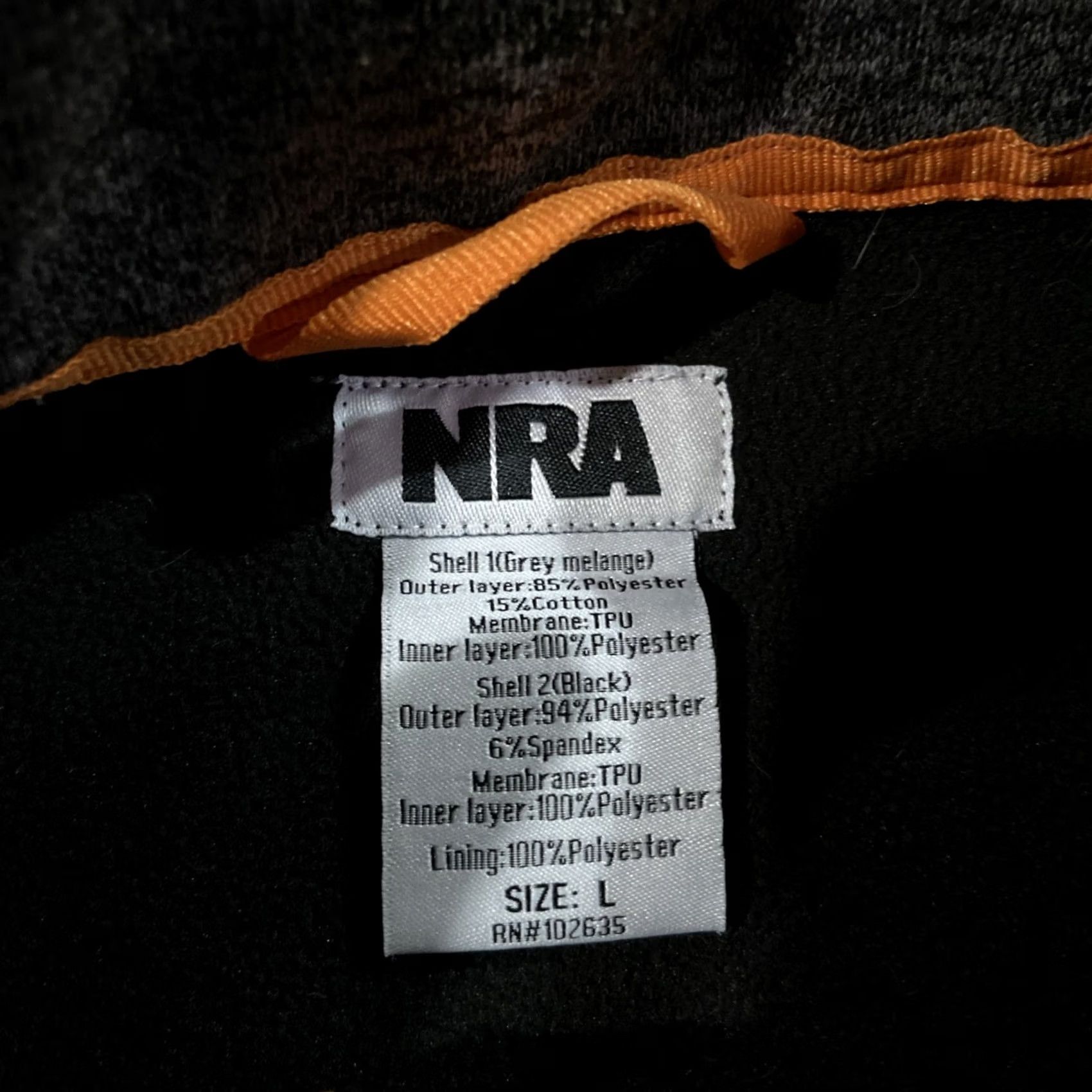 Vintage NRA Members Men's Jacket Softshell Zip Black/Grey L Regular Stand-Up Collar Full Zip Logo Windbreaker 46 Chest Black NRA Size US L / EU 52-54 / 3 - 6 Thumbnail