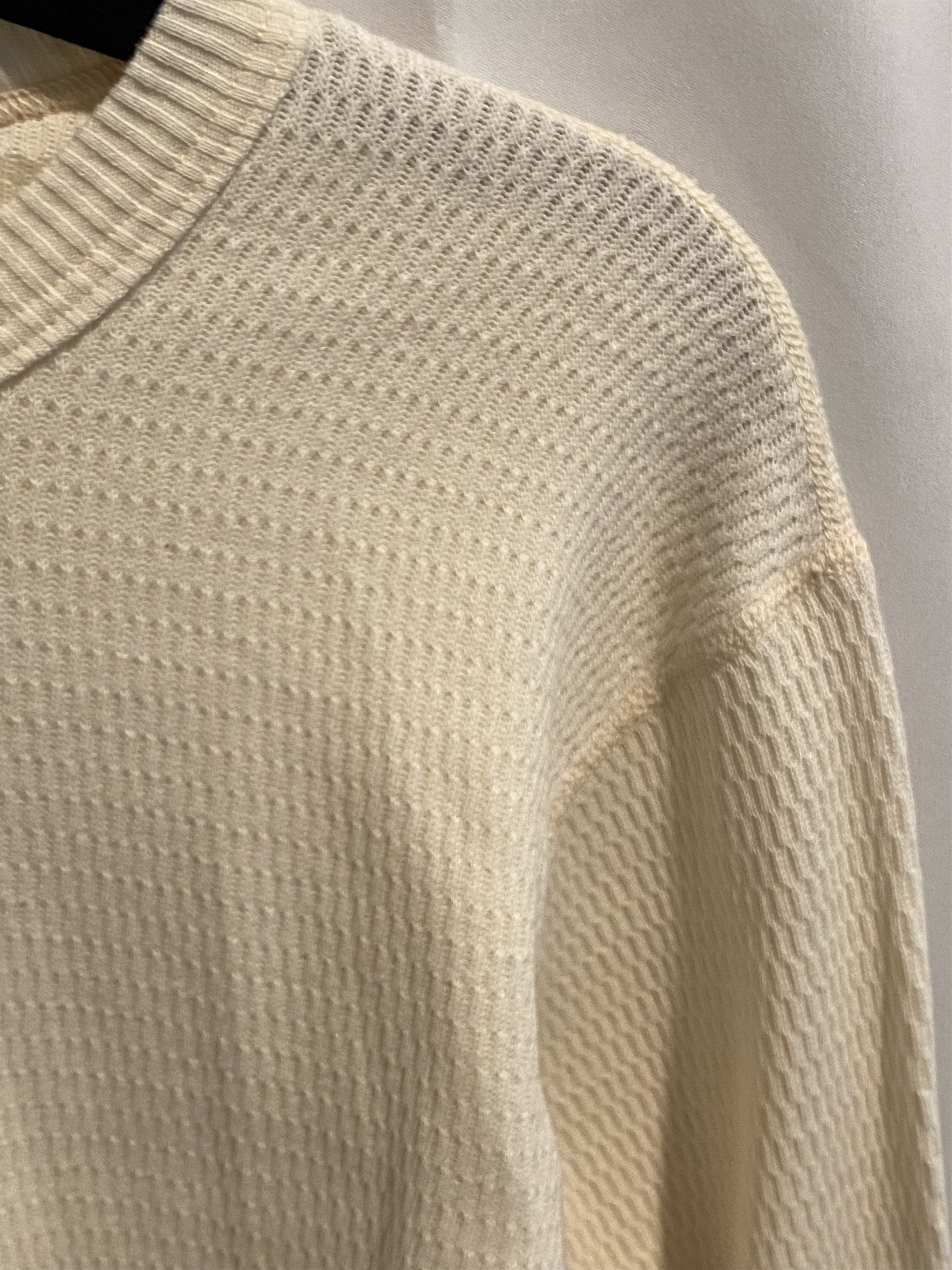 Warehouse & Co. Warehouse waffle knit thermal crewneck - Natural/Off-White Size US M / EU 48-50 / 2 - 5 Thumbnail