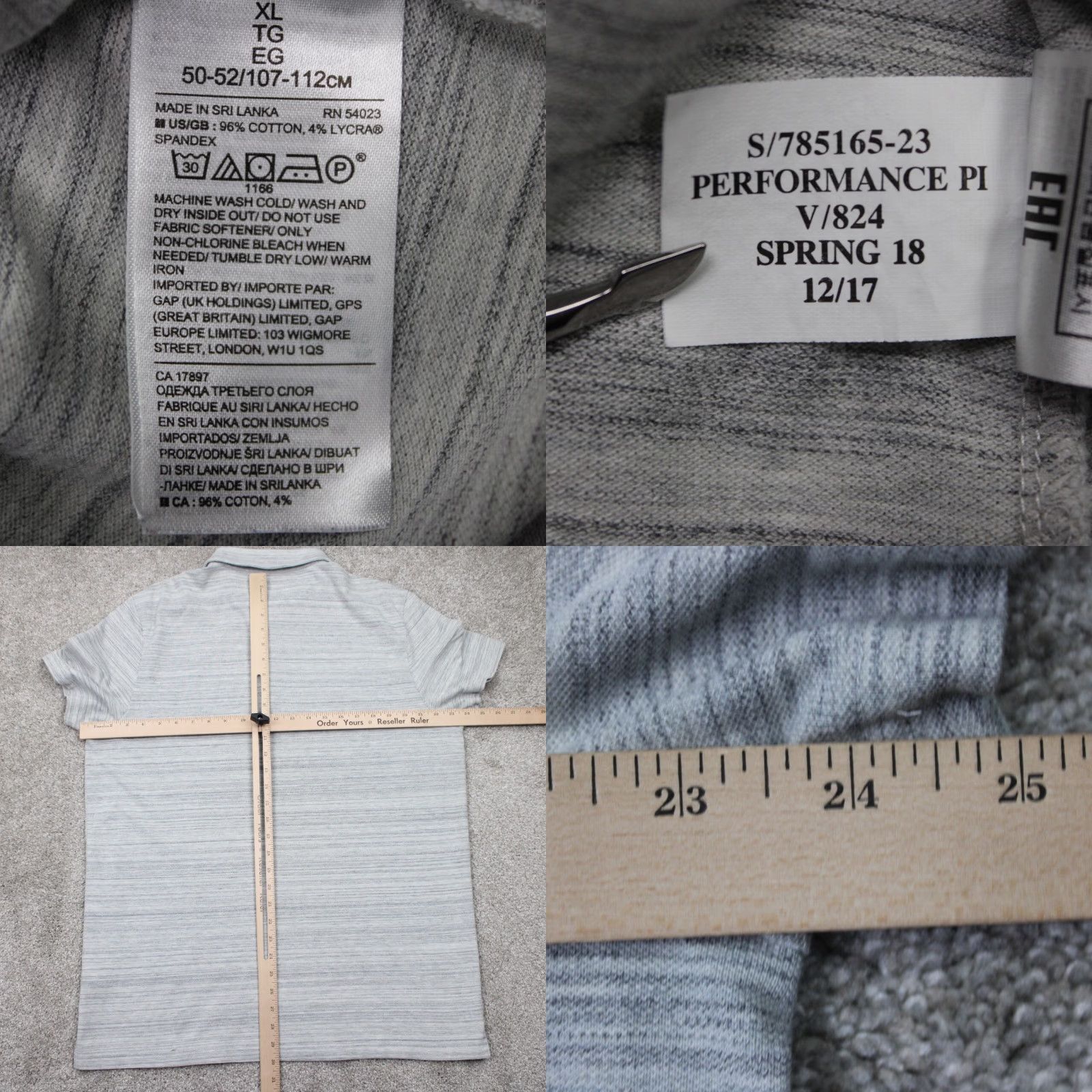Banana Republic Banana Republic Polo Shirt Mens XL Gray Cotton Stretch Short Sleeve Pique Performance Shirt Shirt Polo Regular Fit Clothing Men Size US XL / EU 56 / 4 - 8 Thumbnail