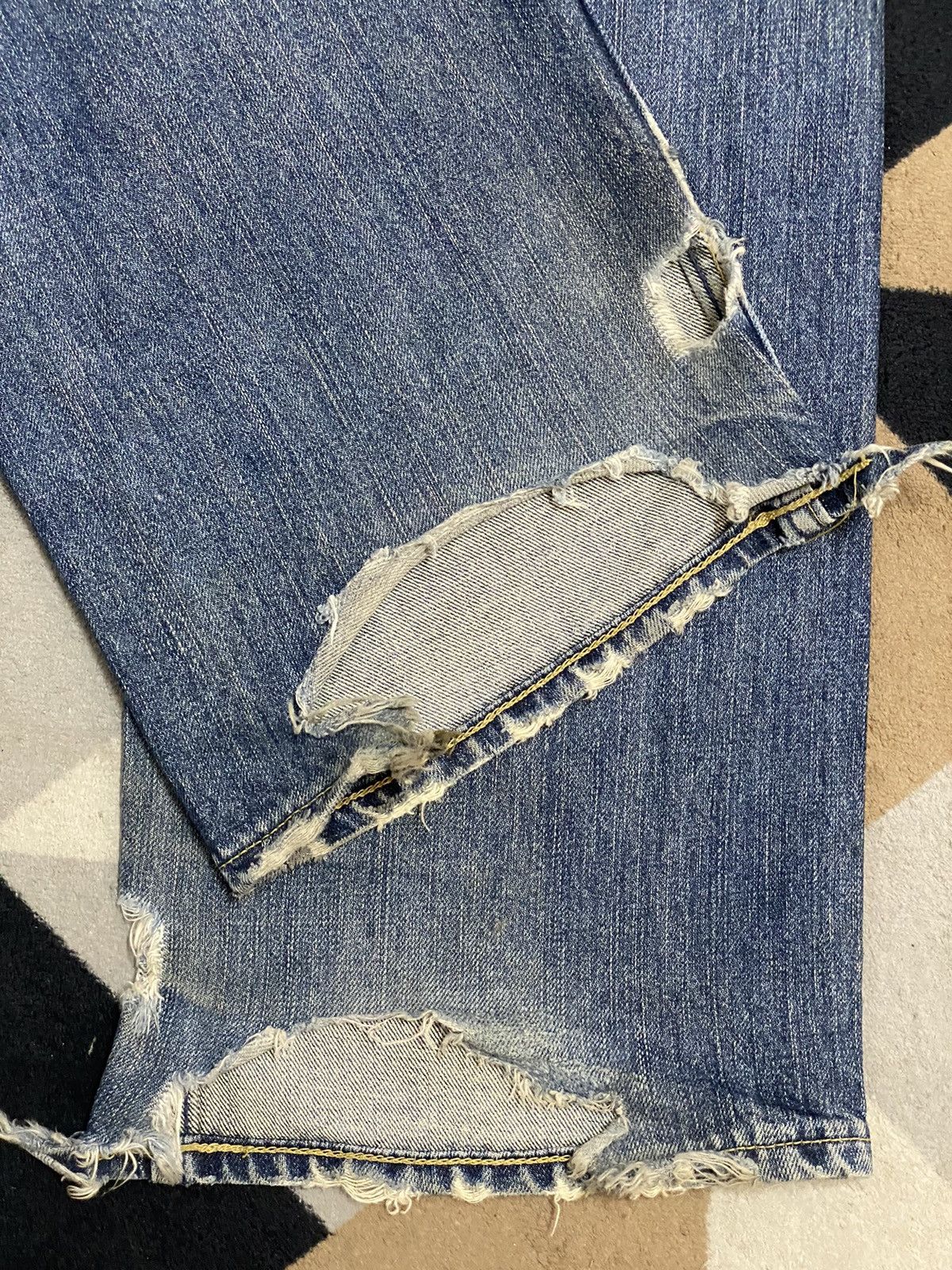 Levi's Vintage Clothing Vintage Levis 503 Blue Wash Trash Distressed Jeans Size US 30 / EU 46 - 9 Thumbnail
