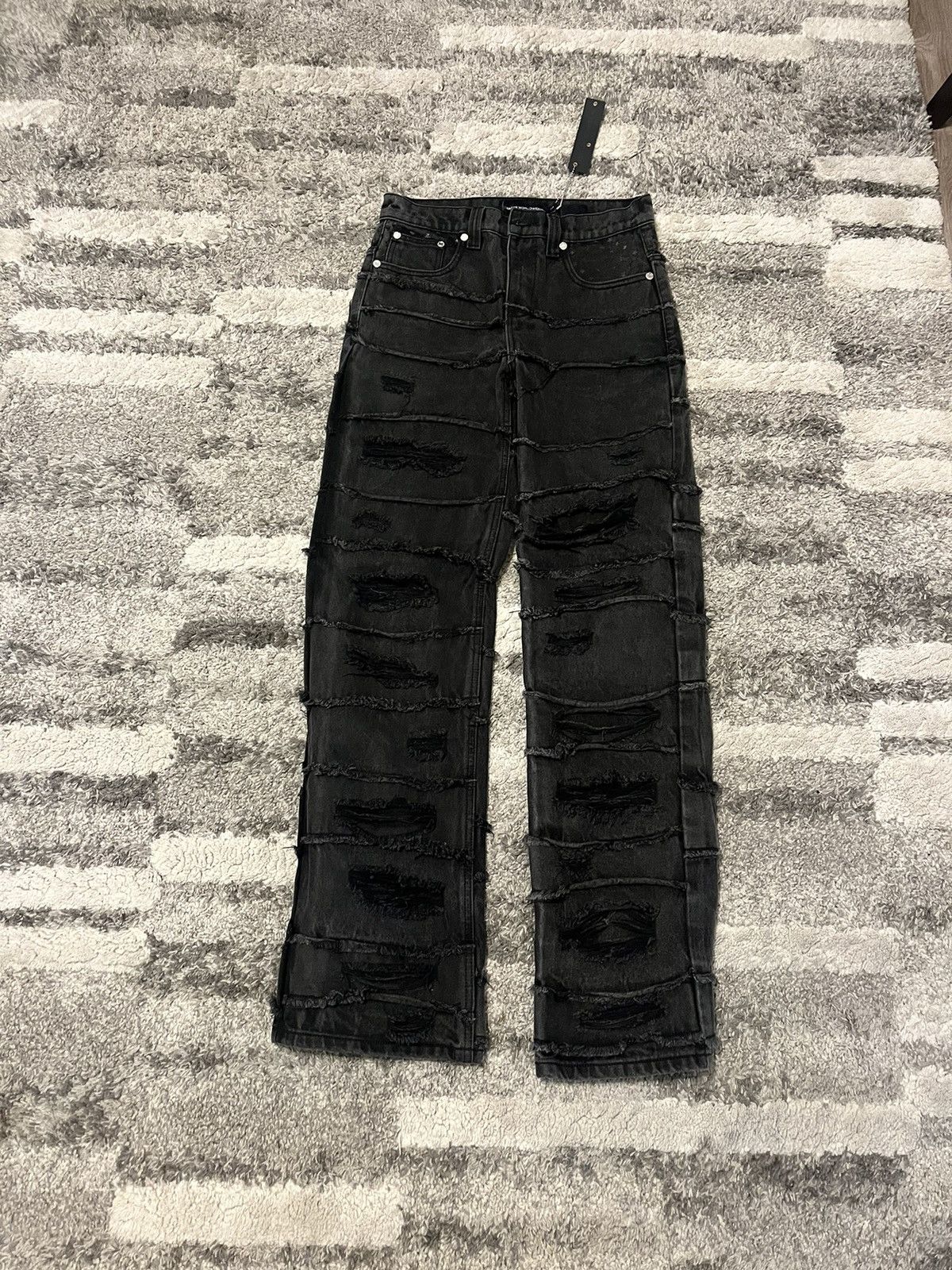 Image of Racer Worldwide Washed Flag Jeans in Black, Men's (Size 30)