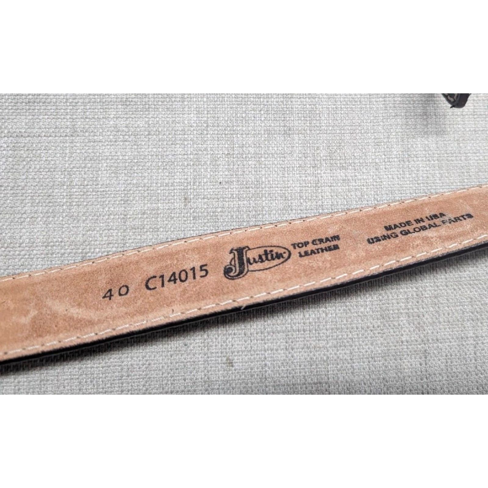 Vintage VINTAGE Justin belt - USA Made Western Belt with Floral Tooled Leather Buckle 38 Men Size 38 - 4 Thumbnail