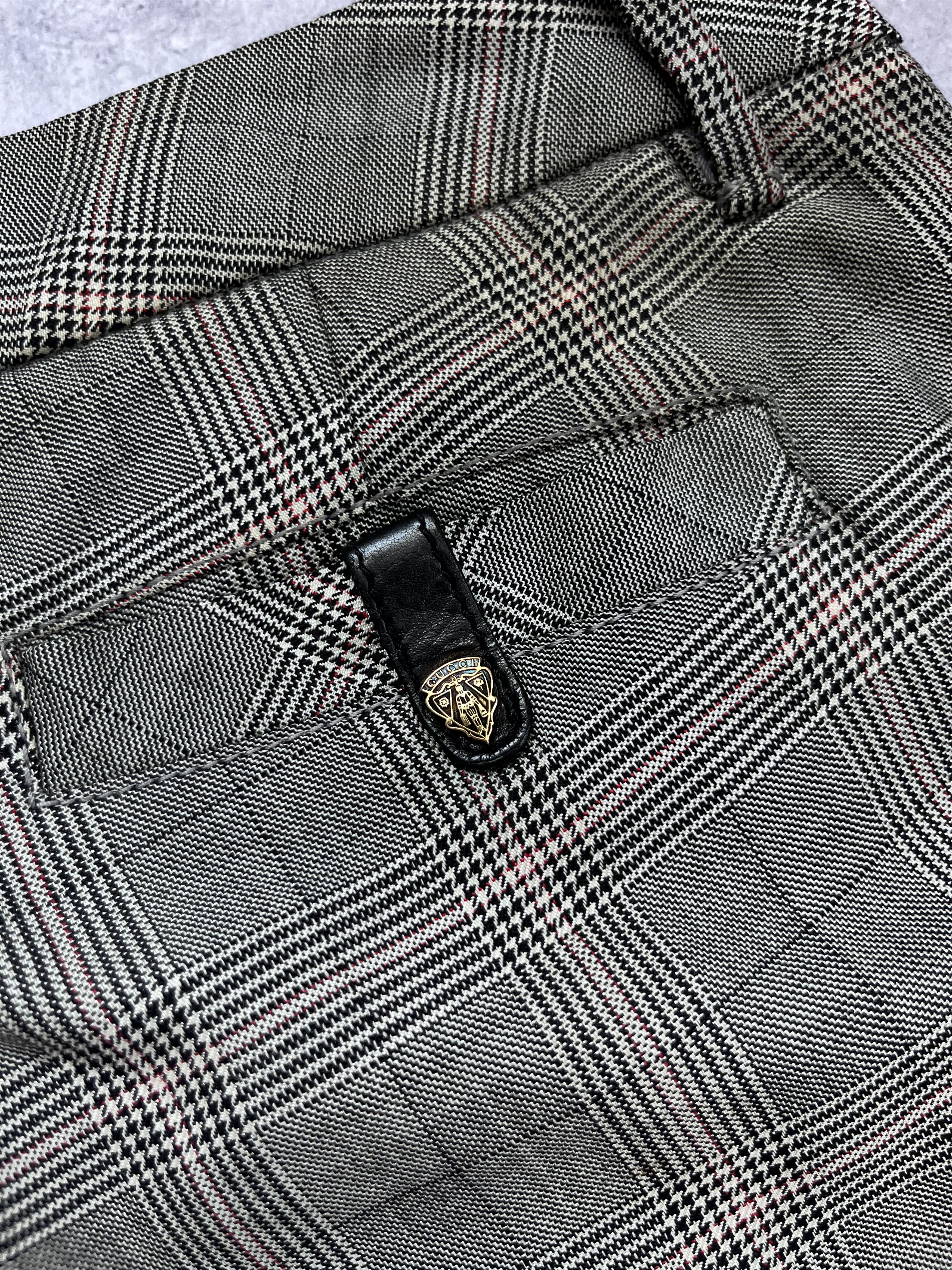 Gucci Gucci Tom Ford Era Silk/Wool Gray Check Trousers Pants Size 28" / US 6 / IT 42 - 23 Thumbnail