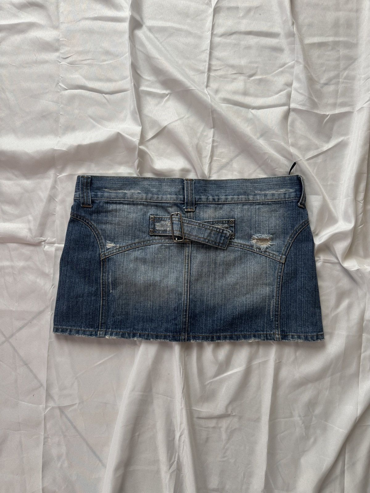 Hysteric Glamour Opium Y2K Bondage Distressed Washed Denim Mini Skirt Size 32" / US 10 / IT 46 - 5 Thumbnail