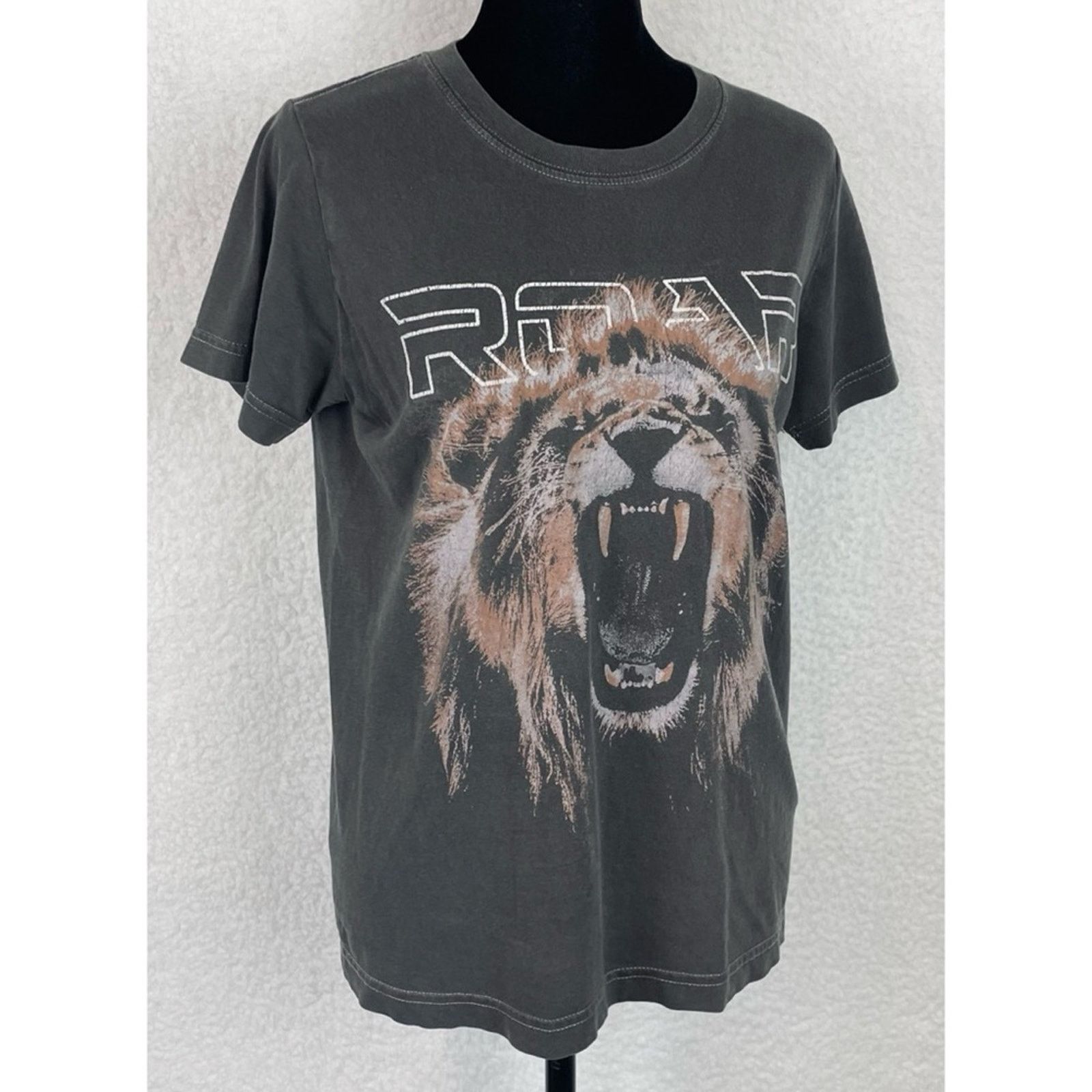 Topshop TOPSHOP • Grey Lion “Roar” Short Sleeve Graphic Tee Size S / US 4 / IT 40 - 9 Thumbnail