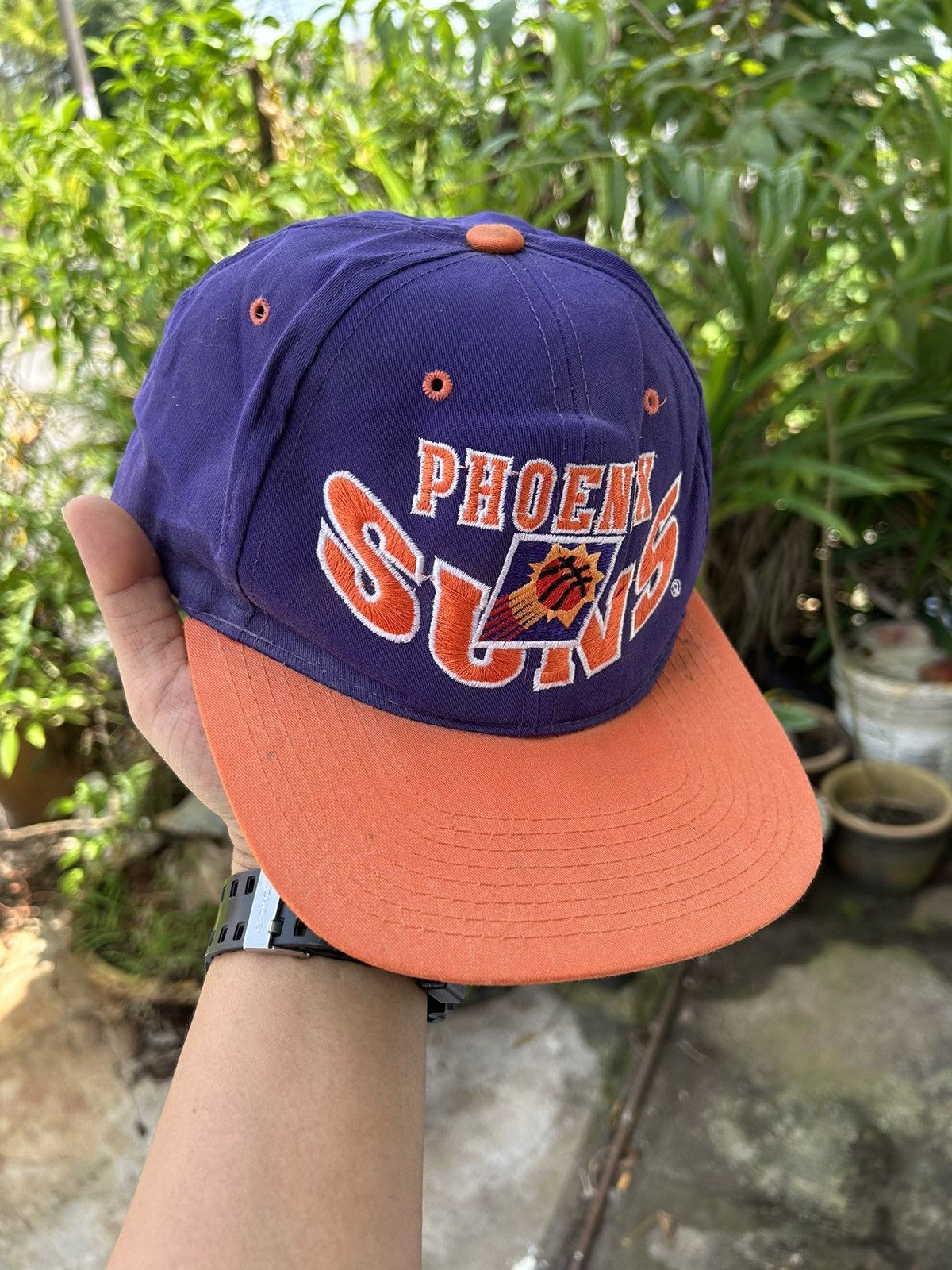 image of NBA x Phoenix Clothing Vintage Phoenix Suns Hats in Orange/Purple, Men's
