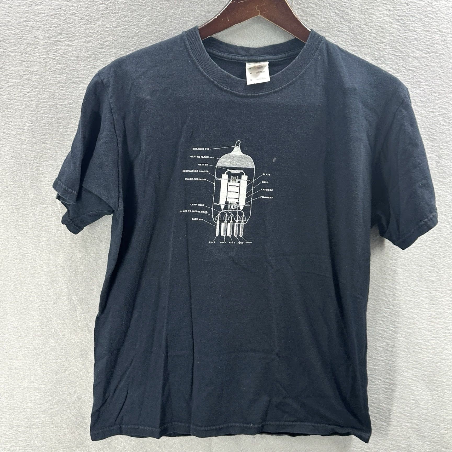 Fruit Of The Loom Vintage 12AX7 Tube Socket Diagram Shirt Mens M Black Rock Graphic Print Size US M / EU 48-50 / 2 - 2 Thumbnail