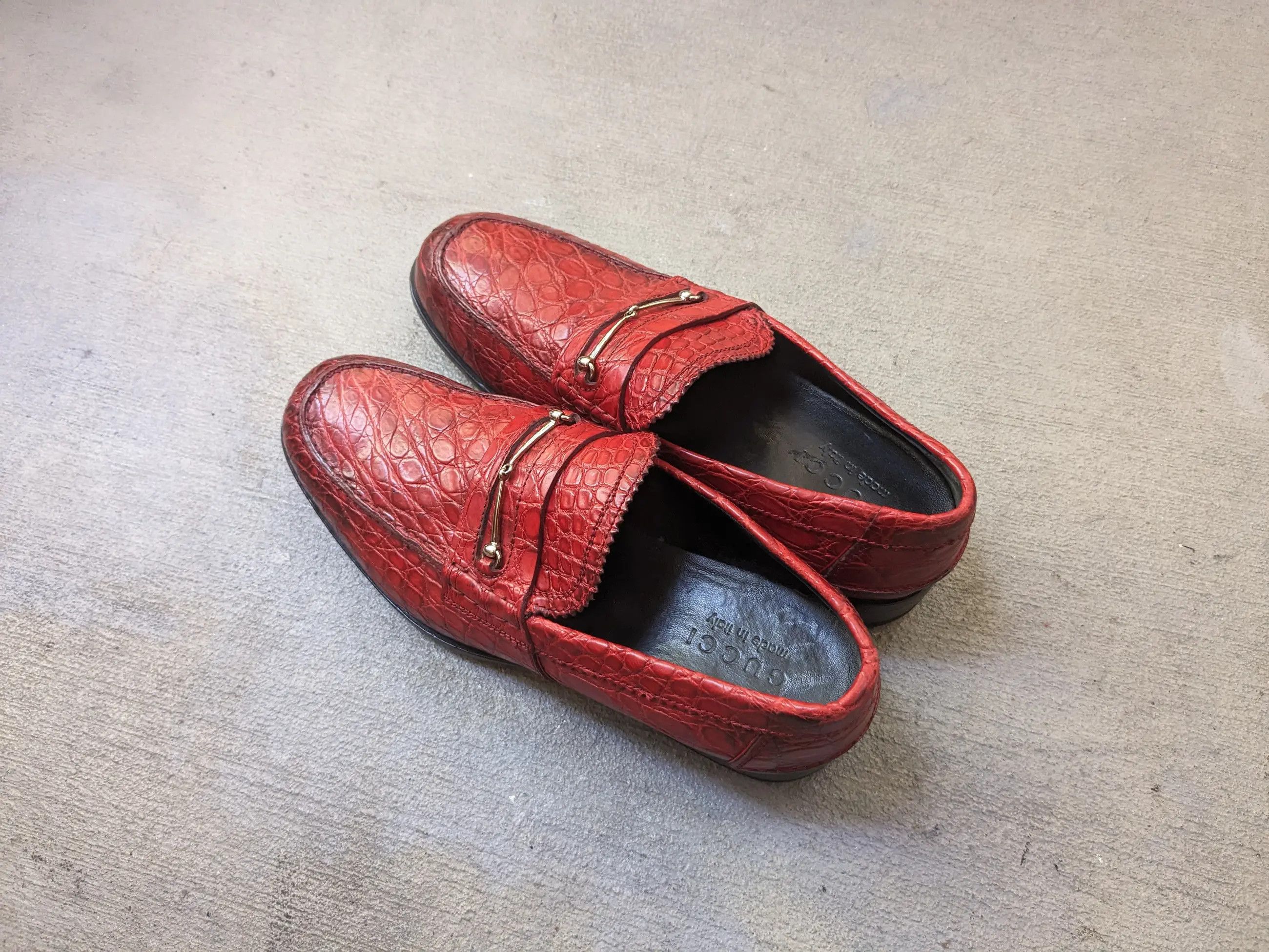 Gucci Gucci Horsebit Loafers Red Crocodile 7.5 Snaffle Bit Exotic Size US 7.5 / EU 40-41 - 11 Thumbnail