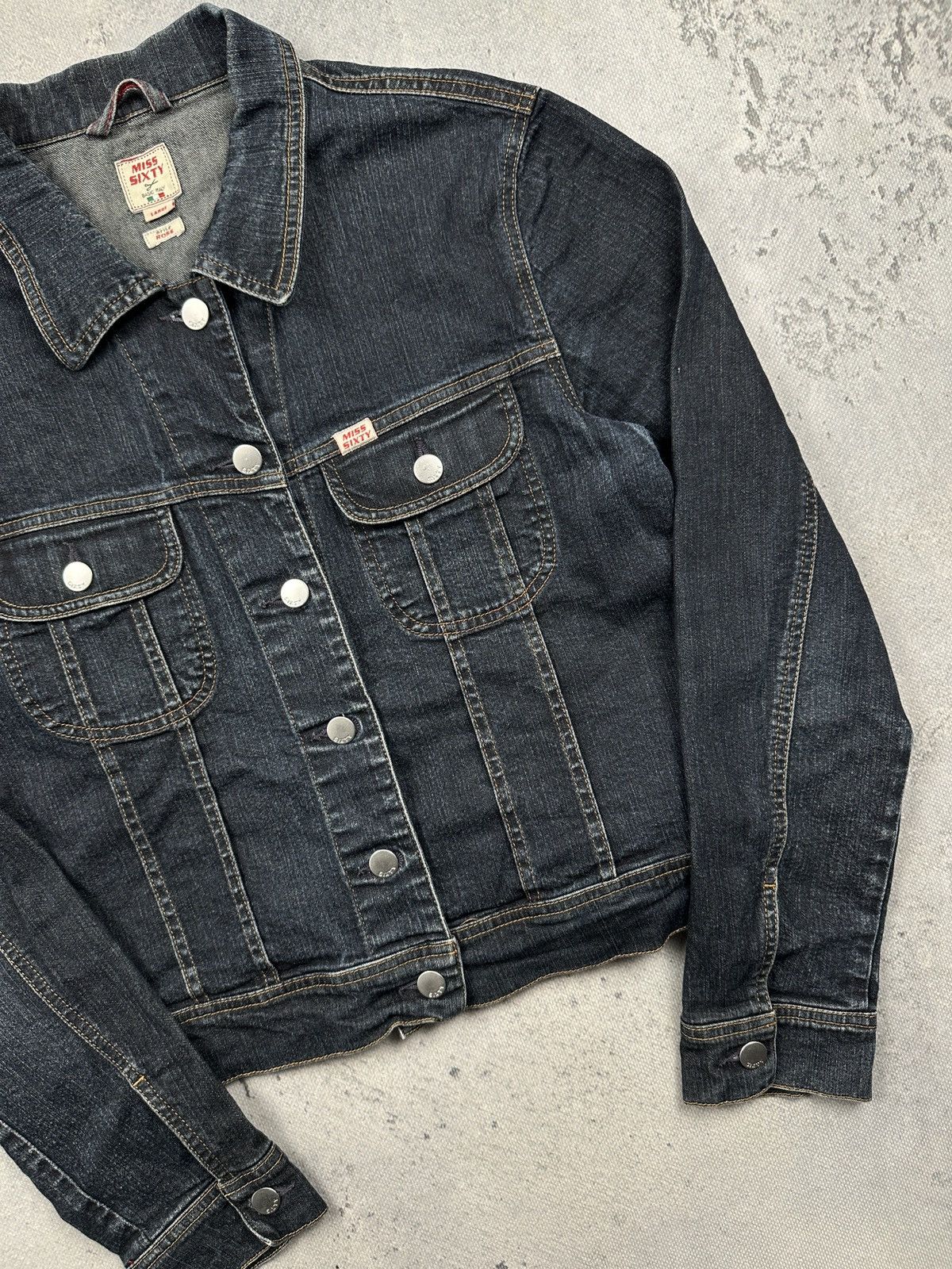 Miss Sixty Miss Sixty Vintage Cropped Denim Jacket Dark Wash Italy Size L / US 10 / IT 46 - 6 Thumbnail