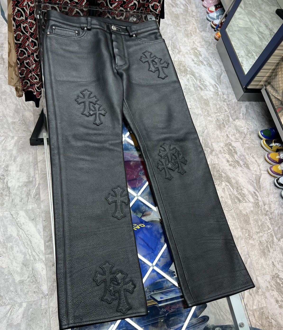 Chrome Hearts Chrome Hearts Cross 20 Patch Leather Pants Size US 30 / EU 46 - 1 Thumbnail