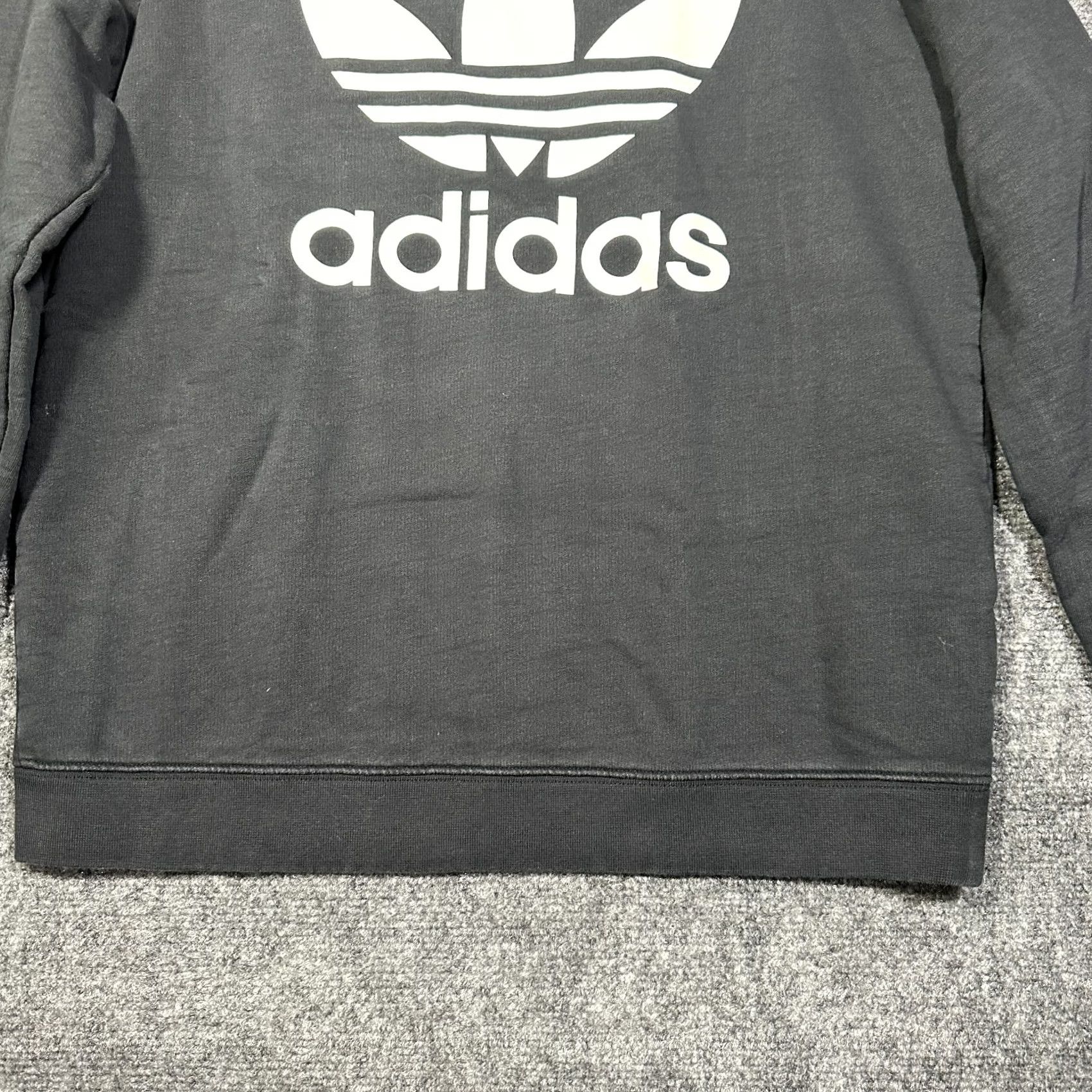 Adidas VINTAGE Adidas Trefoil Sweatshirt Womens M Black Cotton Rib Hem Cuffs White Logo Size M / US 6-8 / IT 42-44 - 3 Thumbnail