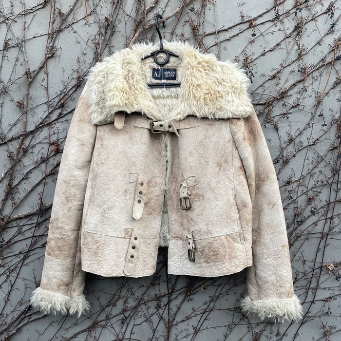 Vintage Vintage Armani Jeans Faux Fur Aviator Shearling Jacket