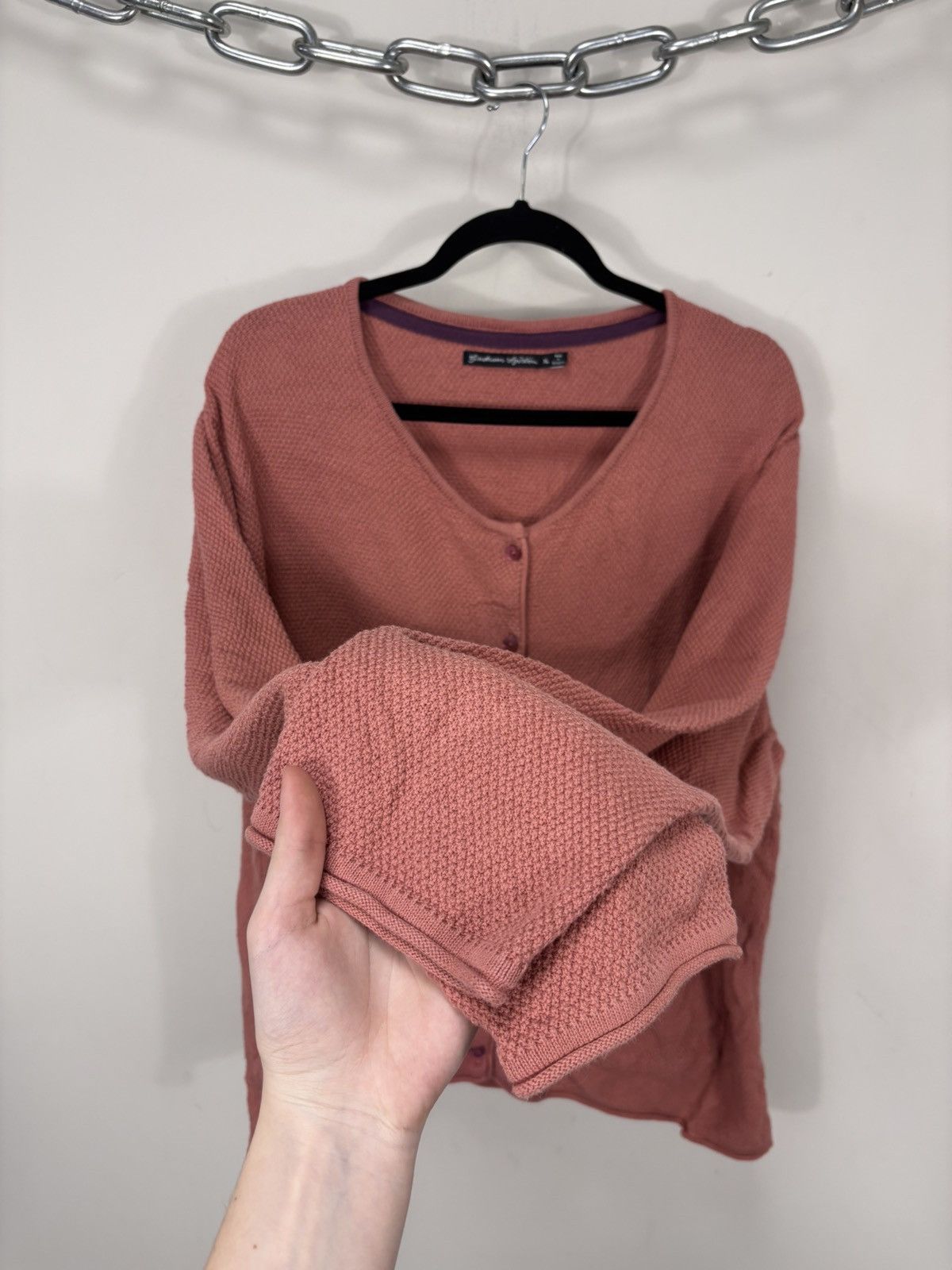 Gudrun Sjoden Gudrun Sjoden Women’s Rose Textured Knit Cardigan Sweater Size XL / US 12-14 / IT 48-50 - 8 Thumbnail