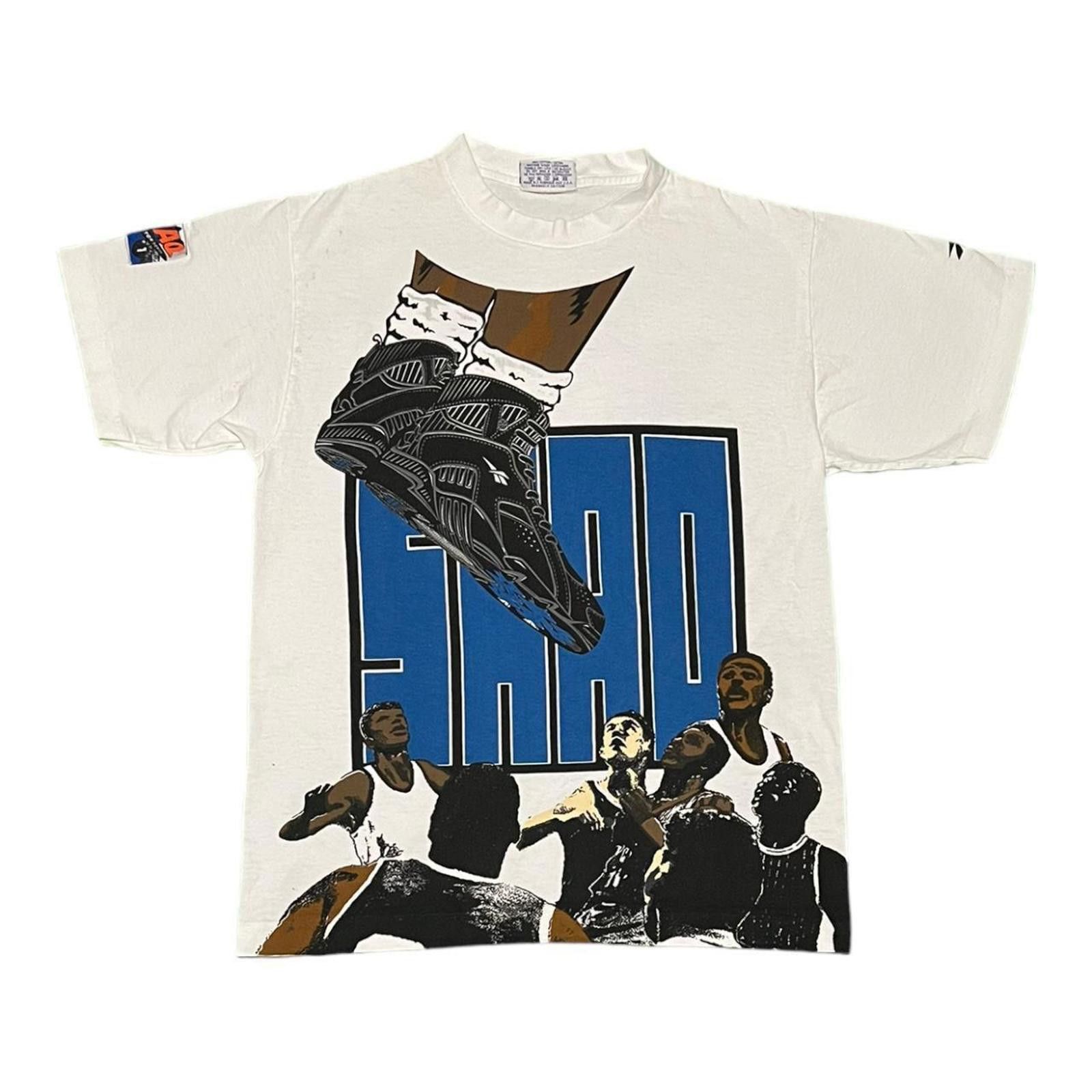 Reebok Vintage 90s Reebok Shaq Collectors AOP White T Shirt Size US M / EU 48-50 / 2 - 1 Thumbnail