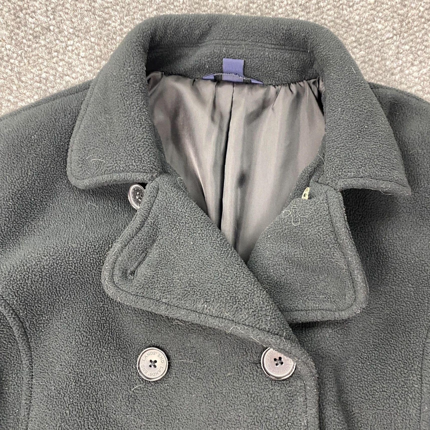 Lands' End Lands' End Pea Coat Womens XL Black Polartec Aircore 200 Fleece Double Breasted Jacket Coat Women Dark Black Winter Fall Lined Pockets Button Womens Size XXL / US 16-18 / IT 52-54 - 4 Thumbnail