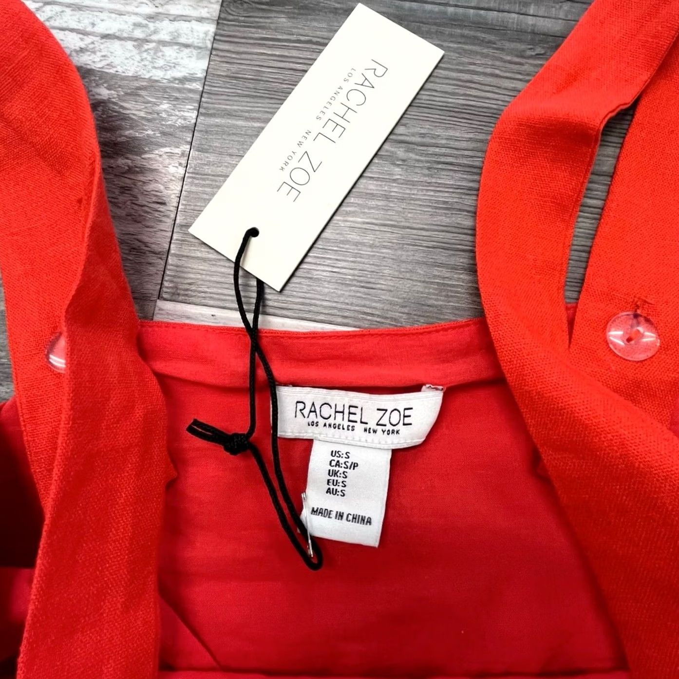 Rachel Zoe VINTAGE? No. NWT Rachel Zoe Red Womens Small Button Wide Strap Linen Summer Cruise Crop Top Size S / US 4 / IT 40 - 3 Thumbnail
